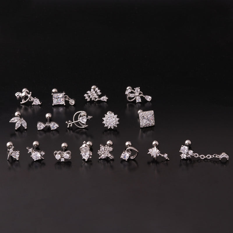 20G Cartilage Square Dangle Stud Earrings for Women - Hypoallergenic Stainless Steel Body Jewelry - Perfect for Daily Wear, Parties & Special Occasions