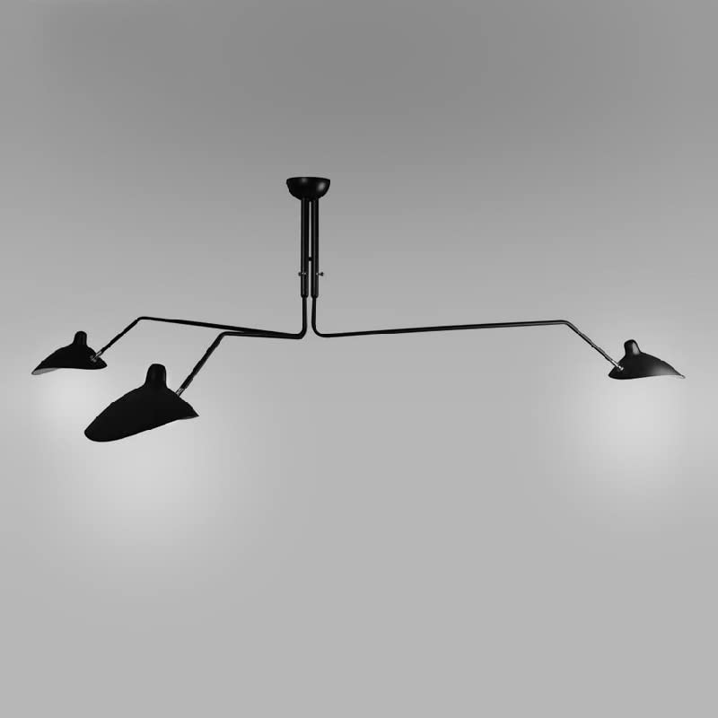Zinhsq Farmhouse Wrought Iron 3-Arm Adjustable Black Ceiling Chandelier - Rustic Lighting Fixture for Living Room, Dining Room & Bedroom - Perfect for Home Decor, Vintage Style Interior Design (XXX-Large Size)