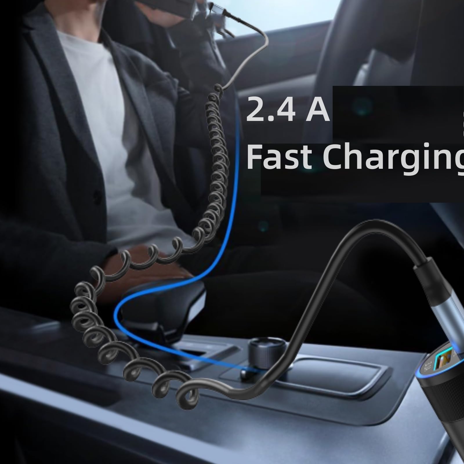 MFi Certified 2-Pack Retractable Coiled Lightning Cable for Car - 3FT USB to Lightning Charger Cord Compatible with iPhone 14/13/12/11/8/7/Plus/6S, iPad & iPod - Perfect for Apple CarPlay & Safe Driving Charging