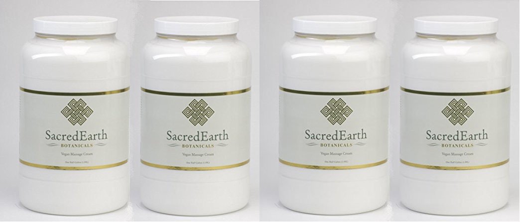Organic Vegan Massage Cream - Unscented, Water Dispersible, Nut Oil & Gluten Free (1 Gallon 4-Pack) | Certified Organic Oils & Extracts | Perfect for Spa, Yoga & Physical Therapy
