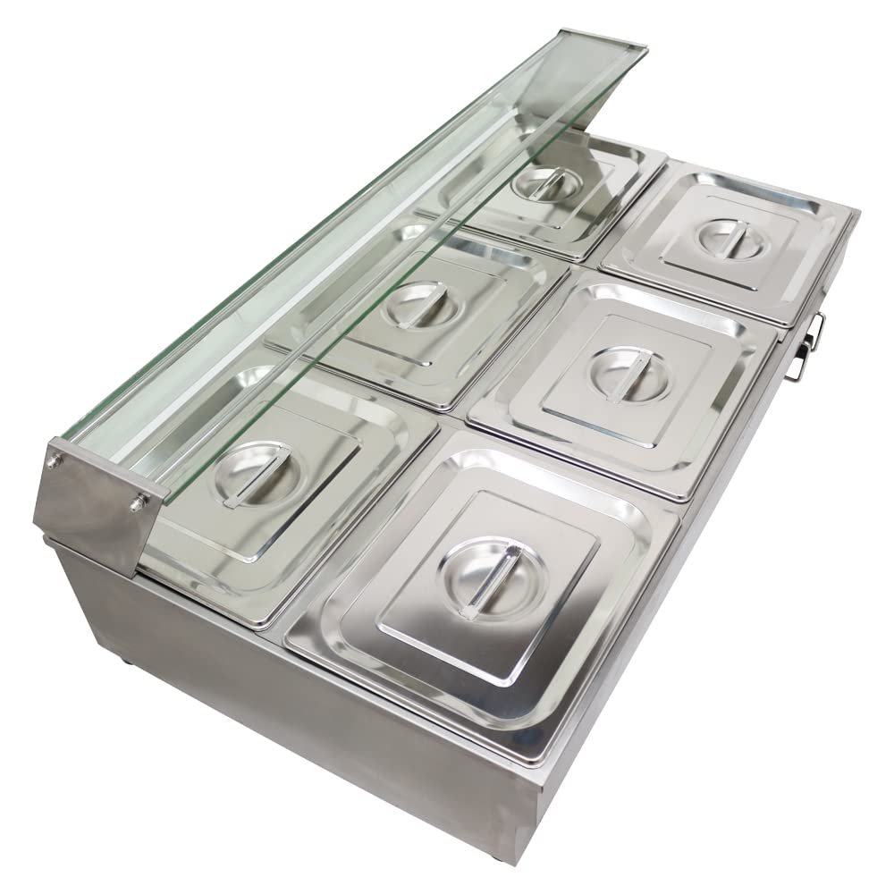 INTSUPERMAI Commercial 6-Pot Countertop Food Warmer | Bain Marie Buffet Heater for Soup, Stews & Catering | 110V Electric Steam Table for Restaurants, Cafeterias & Events