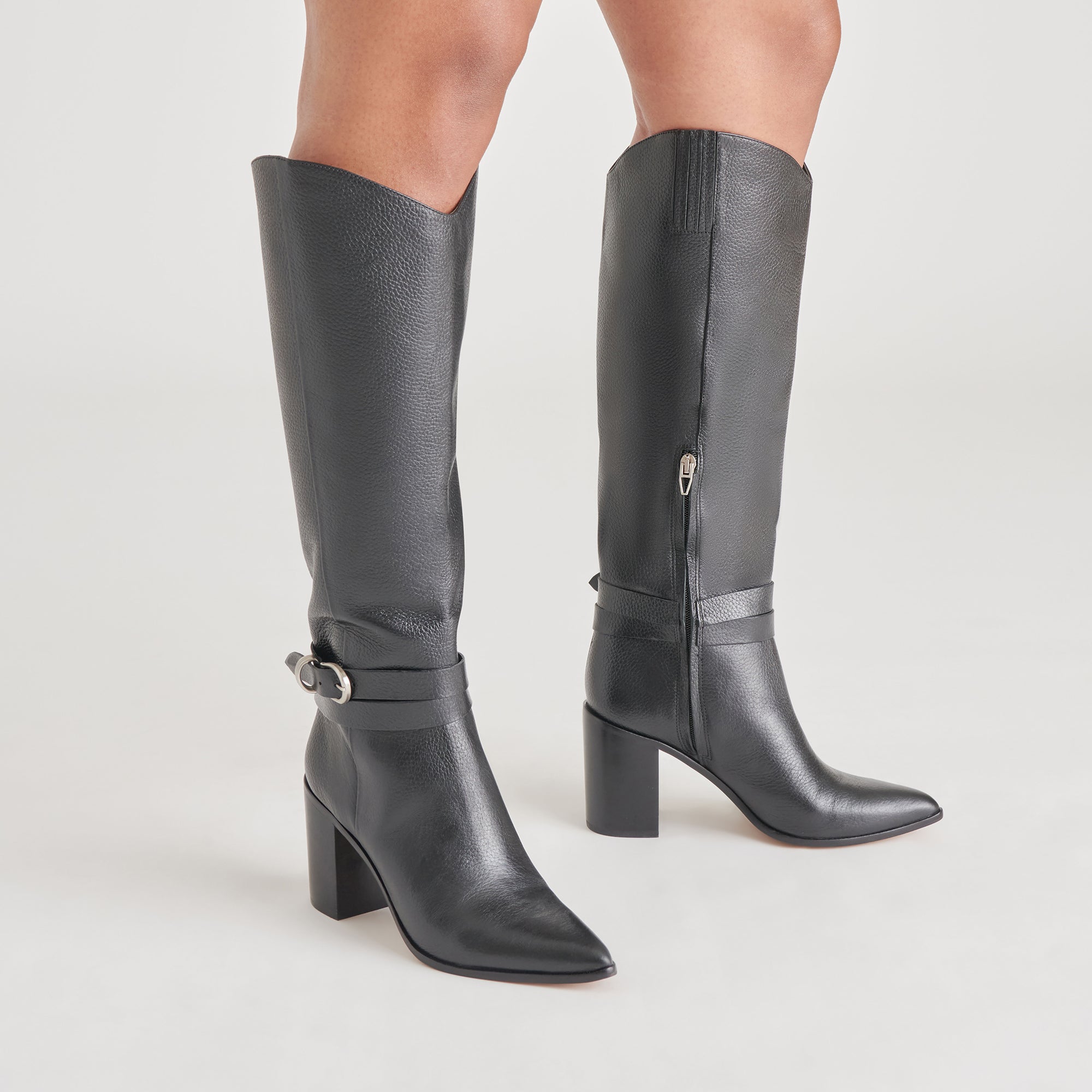 TYRONE Wide Calf Boots for Women - Genuine Black Leather Ankle Boots for Comfort & Style - Perfect for Work, Office & Winter Fashion