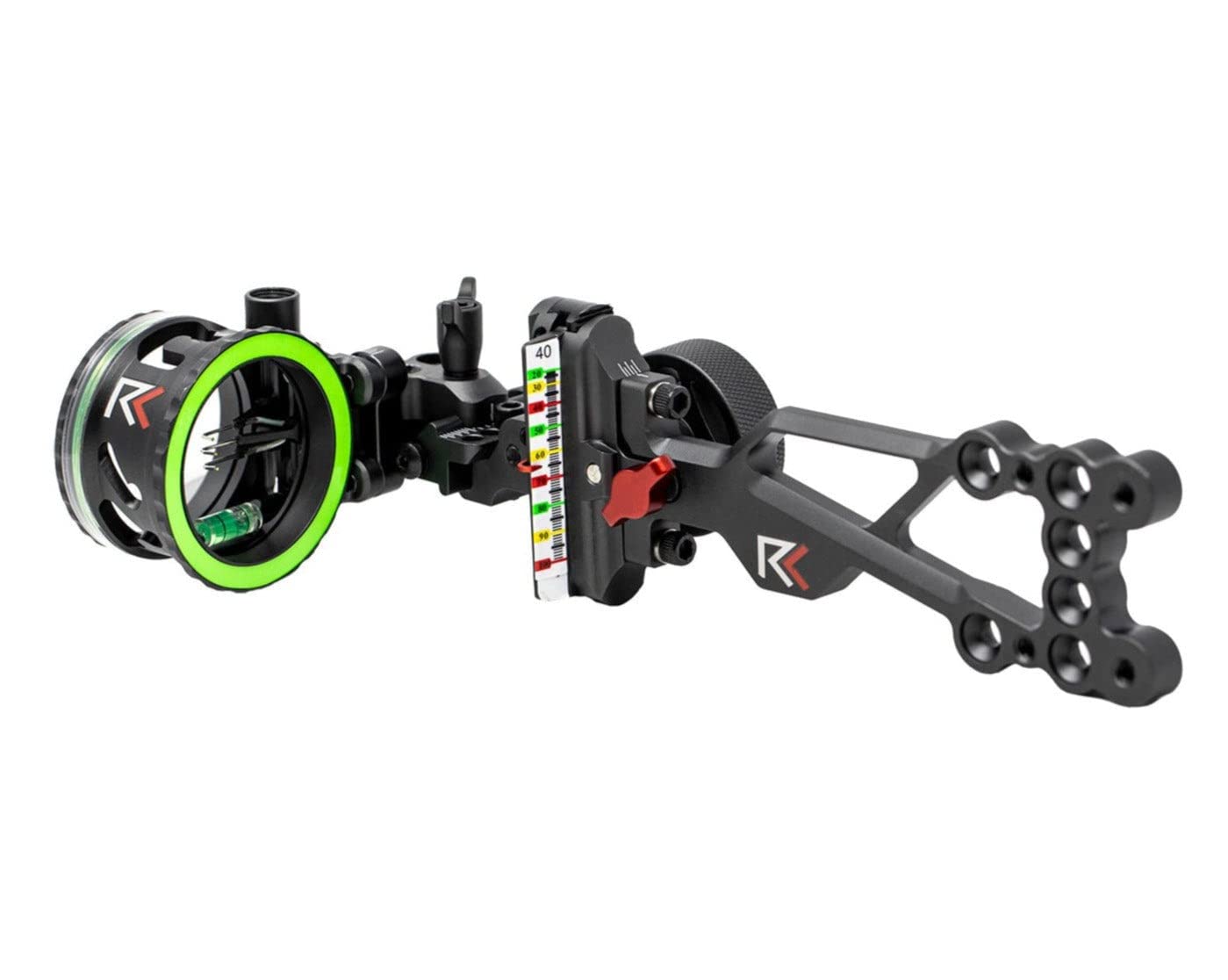 **Redline RL-2 Three Pin Slider Bow Sight - .019 Fiber Upper Pins & .010 Lower Pin with 2nd & 3rd Axis Adjustments - Enclosed Fiber Optic Ring - Black (Right Handed) - Perfect for Archery Hunting, Target Practice & Bowfishing**