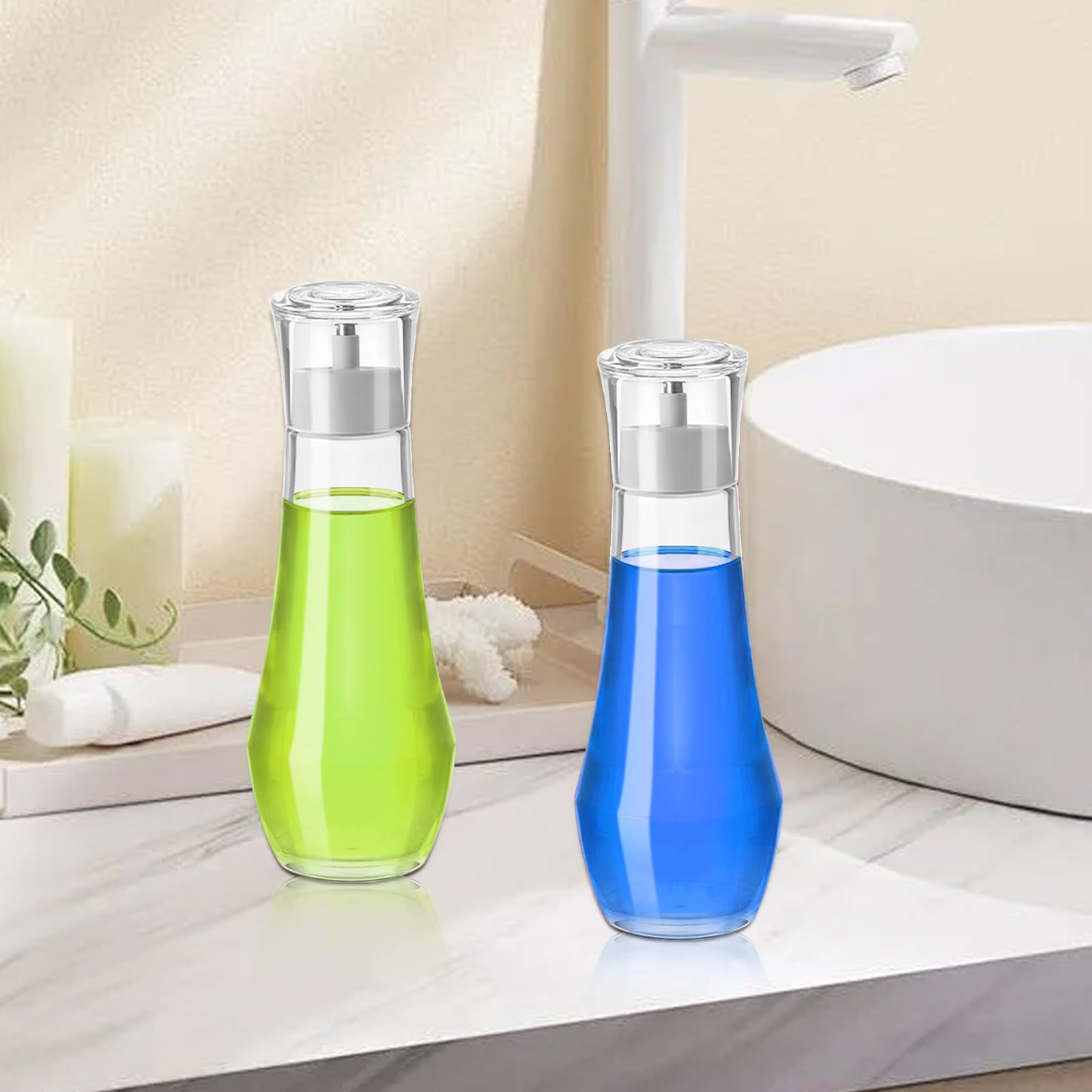 2 Pack 8.8OZ Clear Glass Mouthwash Dispenser with Lid Cup - Refillable Bathroom Countertop Organizer for Mouthwash, Rinse Cup & Dental Care Essentials | Perfect for Vanity, Sink, or Medicine Cabinet Storage