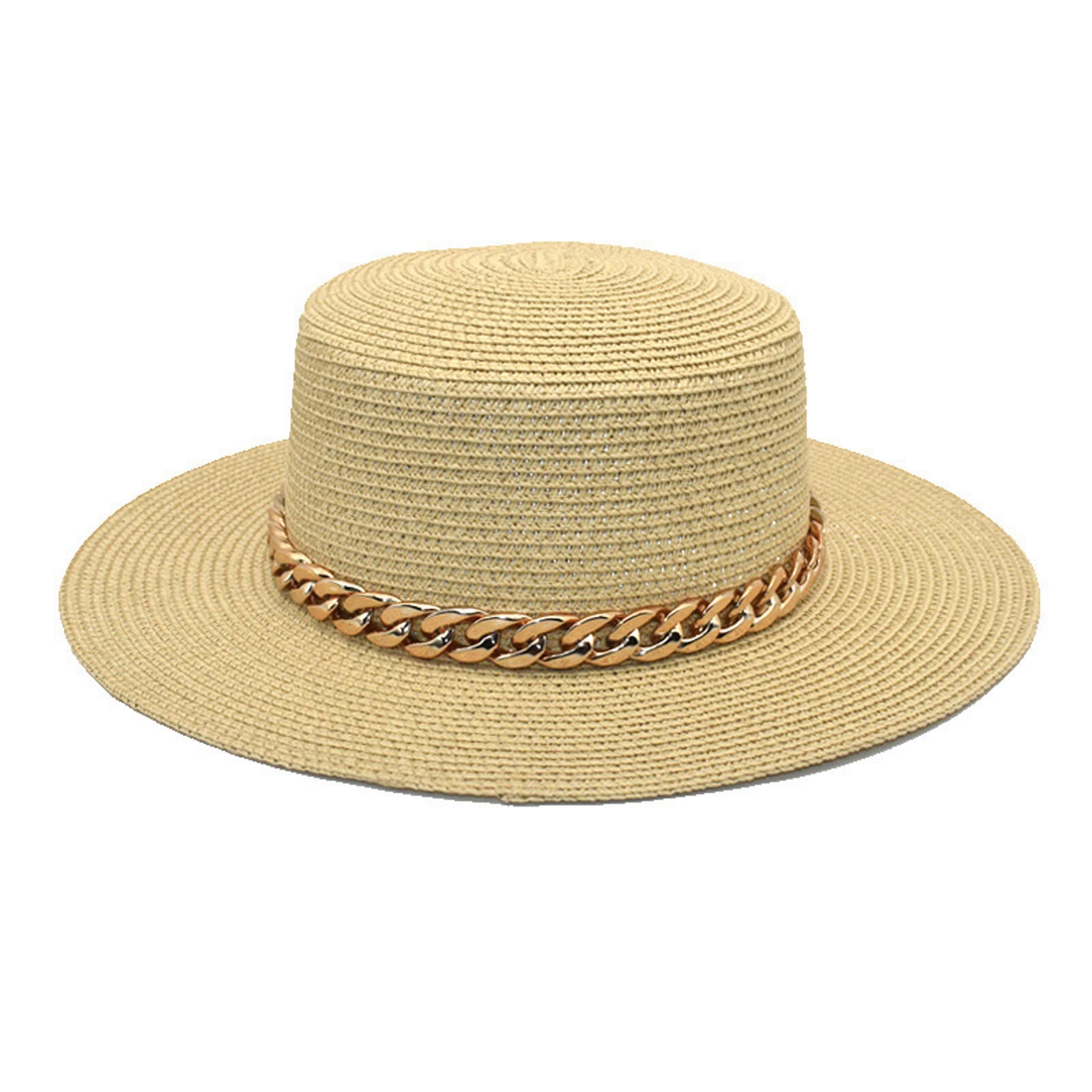 Women's Western Cowboy Bucket Hat - Summer Retro Leather Chain Wide Brim Straw Hat for Riding, Outdoor, Beach & Travel - Unisex Adult Sun Protection Cap