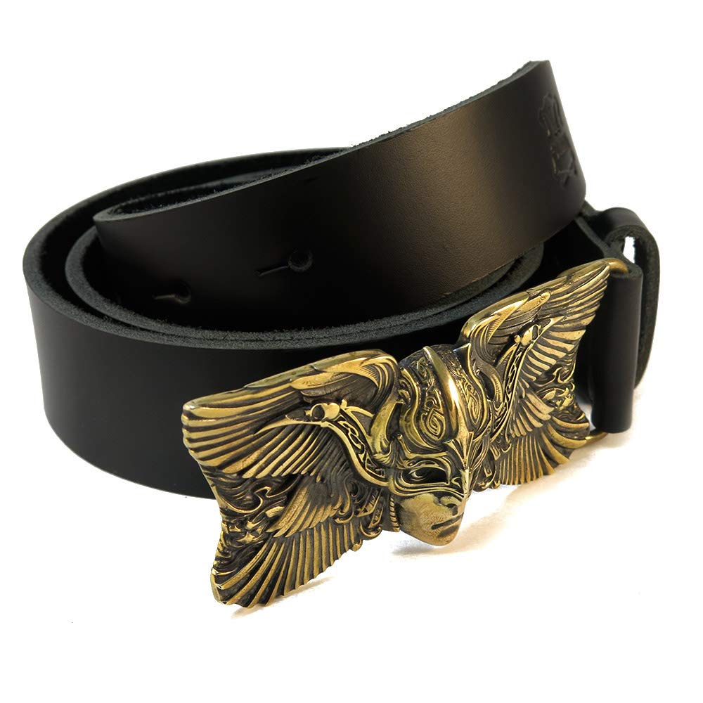 Handmade Norse Scandinavian Leather Belt with Valkyrie Buckle - 1.5 Inch Wide Military Style Belt for Women Warriors | Perfect for Viking Cosplay, Renaissance Fairs & Medieval Reenactments
