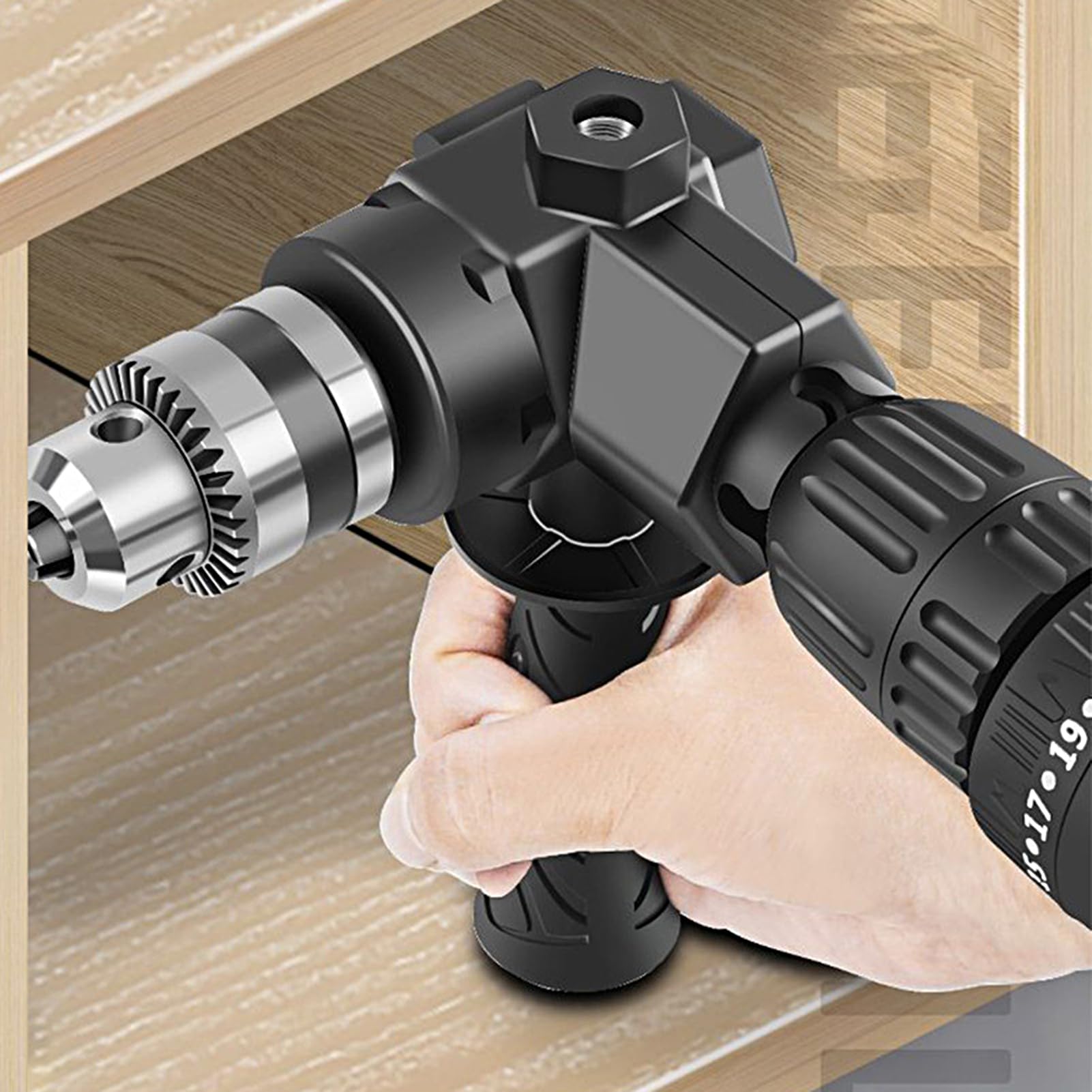 90 Degree Right Angle Drill Adapter - High Torque 360° Rotation Metal Bend Extension Chuck for Electric Drills - Perfect for Tight Spaces & DIY Home Projects