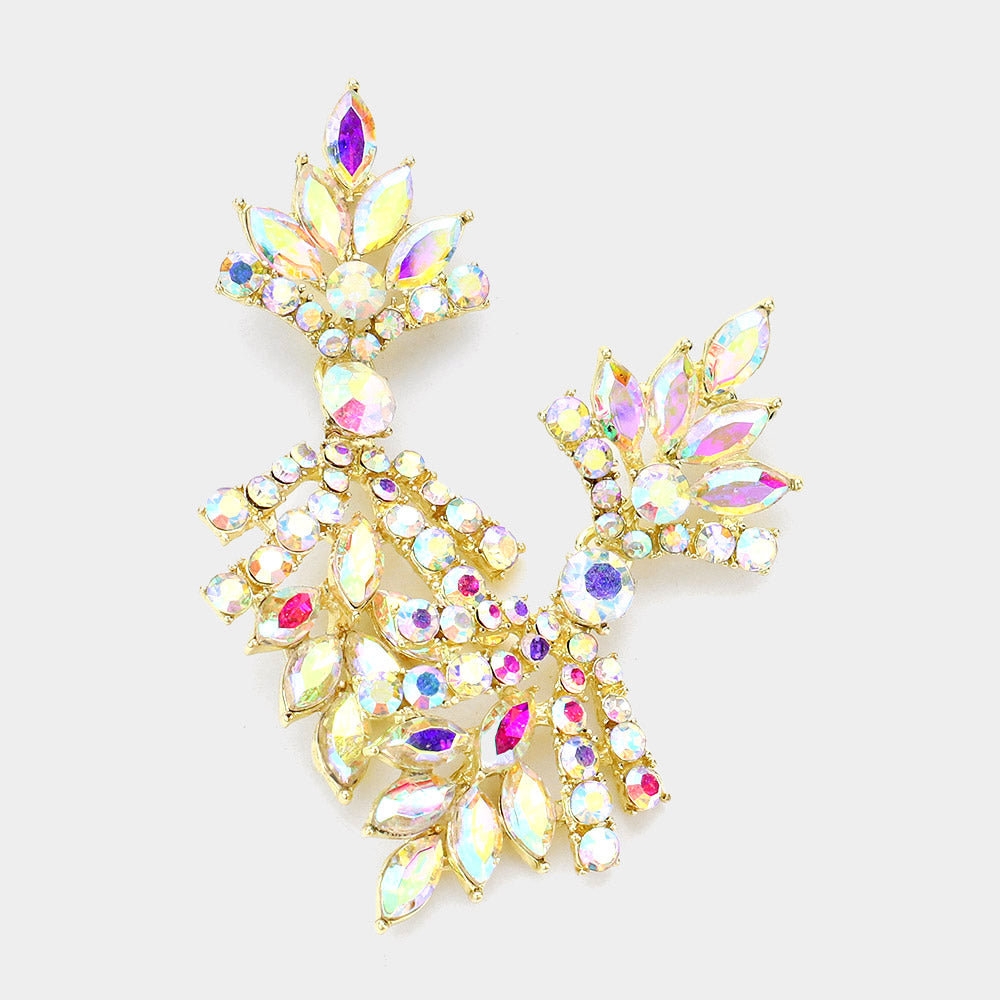 AB Multi Shape Stone Cluster Pageant Earrings in Gold - Elegant Competition Jewelry for Pageants, Prom & Special Occasions | 613766
