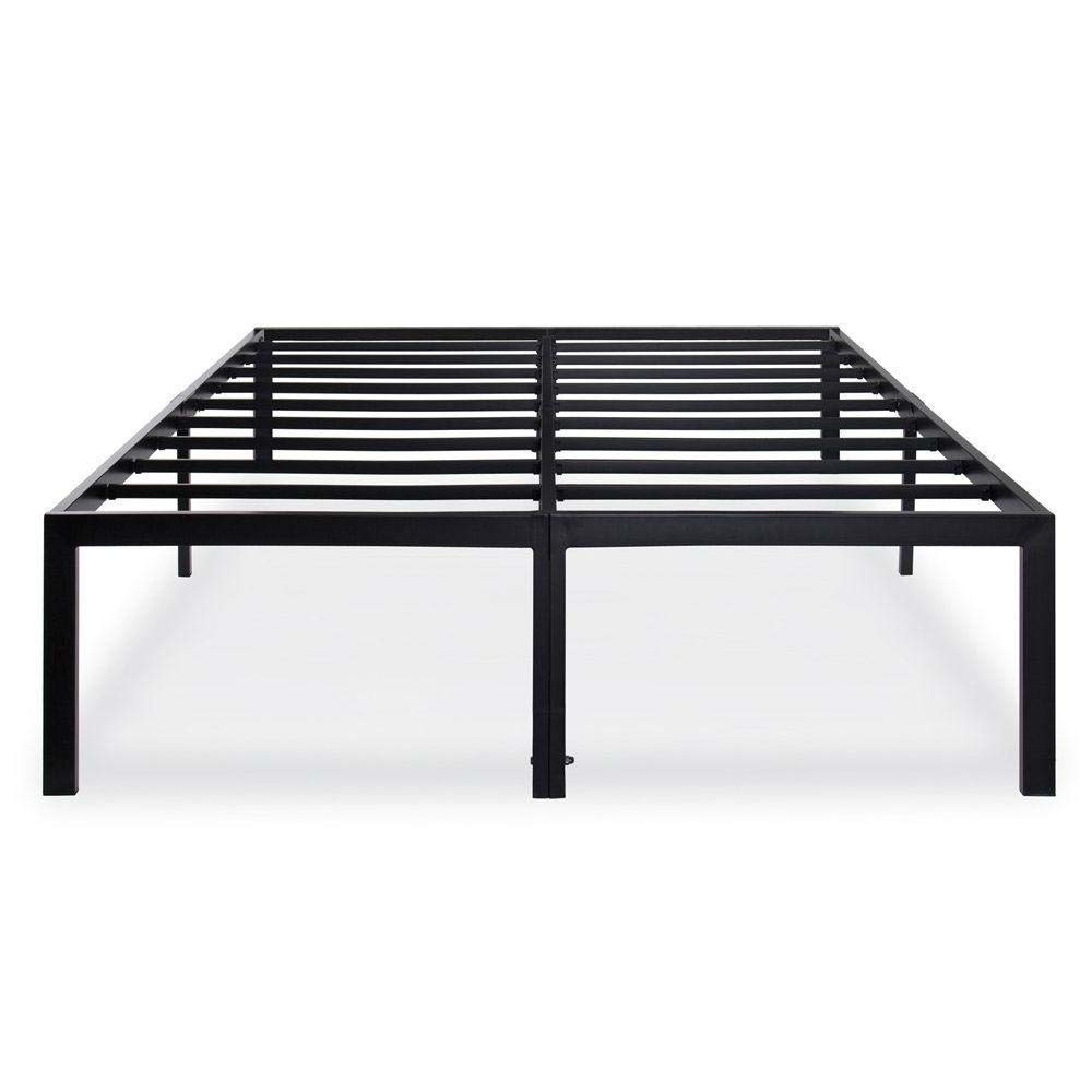 StarSun Depot 18-inch Heavy Duty Black Metal Platform Bed Frame - Queen Size, Sturdy Support for Mattress, Noise-Free Design - Perfect for Modern Bedrooms & Guest Rooms