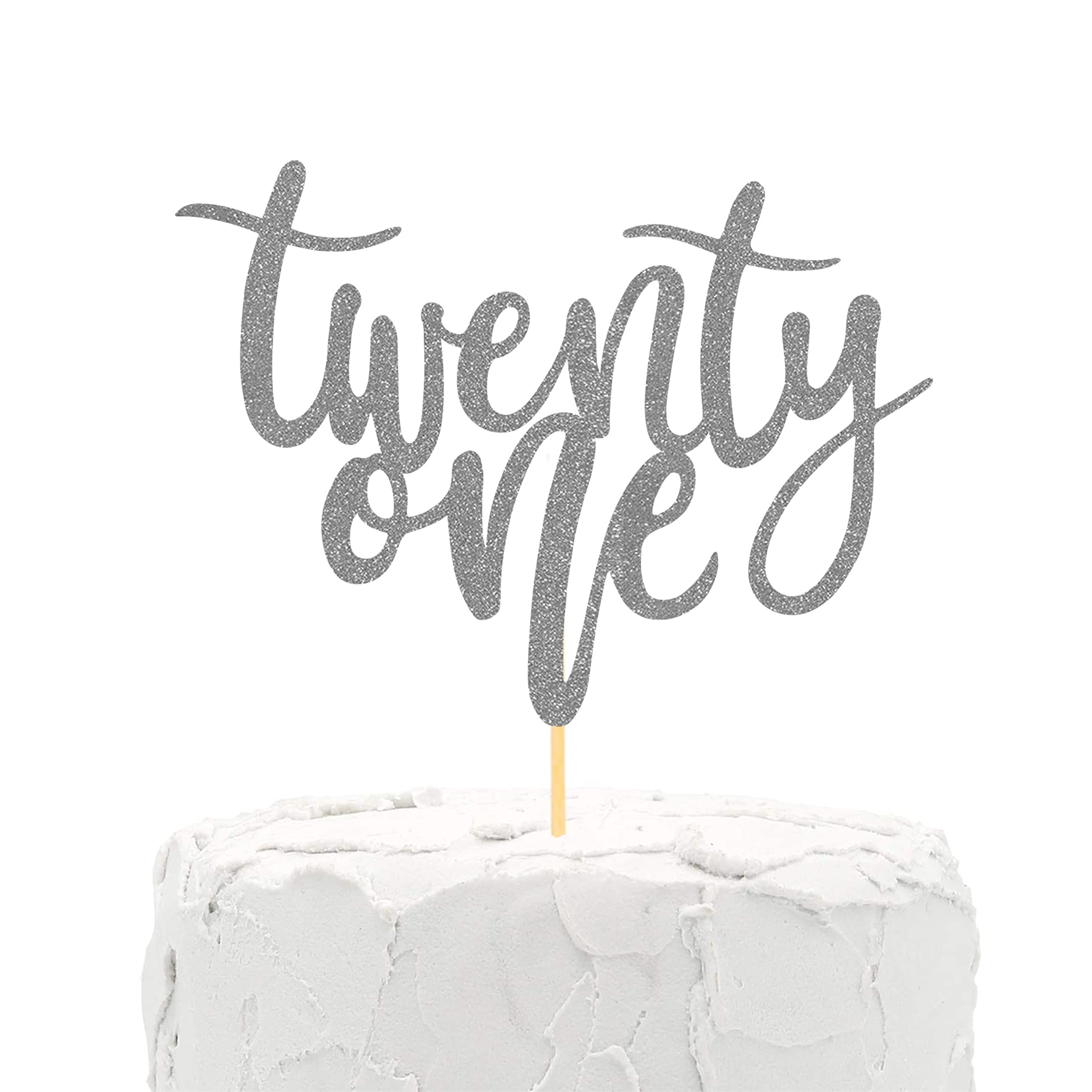 21st Birthday Cake Topper - Silver Glitter 6.5 Inch Cake Decor for Happy Birthday Party, Wedding Anniversary Celebration | Perfect for Milestone Birthdays, Bridal Showers & Special Occasions