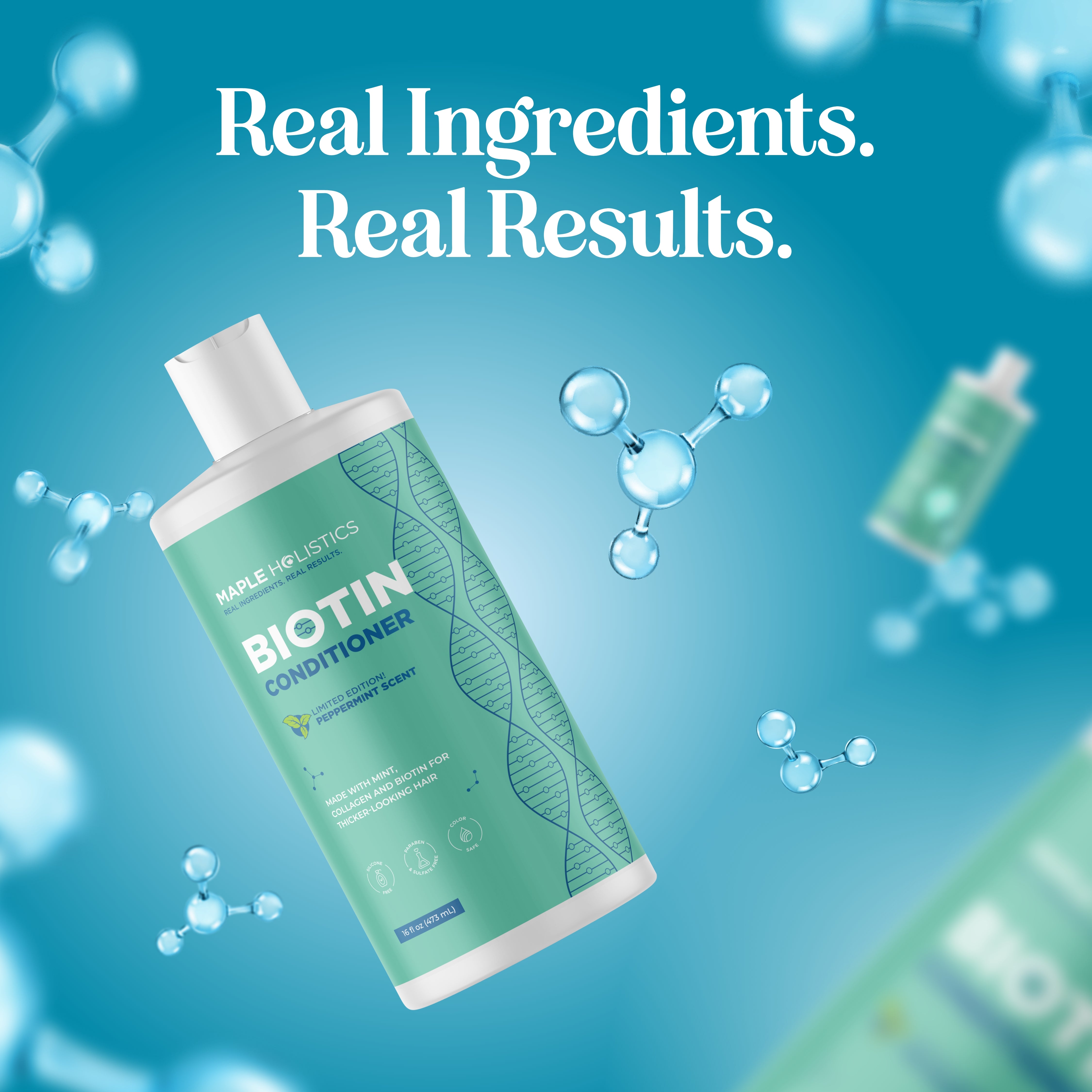 Mint Biotin Hair Conditioner for Thicker, Healthier Hair - Strengthens & Nourishes Dry, Damaged Hair - Perfect for Daily Use at Home & Salon