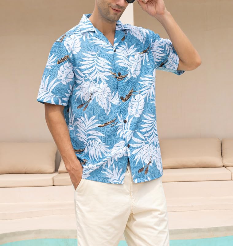 Stylish Rayon Men's Hawaiian Shirts | Breathable Short Sleeve Aloha Shirts with Front Pocket | Perfect for Beach Vacations, Summer Parties & Tropical Getaways