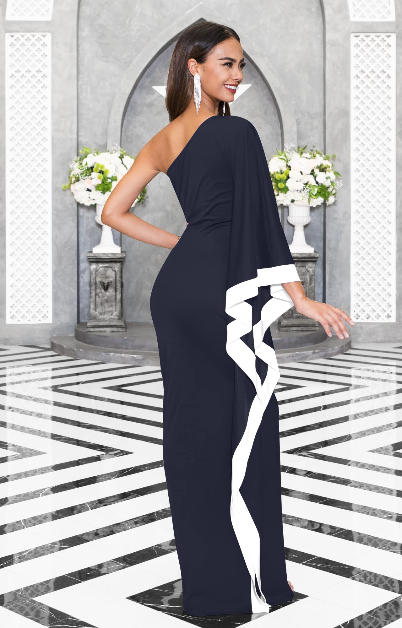 KOH KOH Women's Long One Shoulder Sexy Cocktail Dress for Wedding Guest, Party, Evening Gown - Perfect for Formal Events, Date Night & Special Occasions