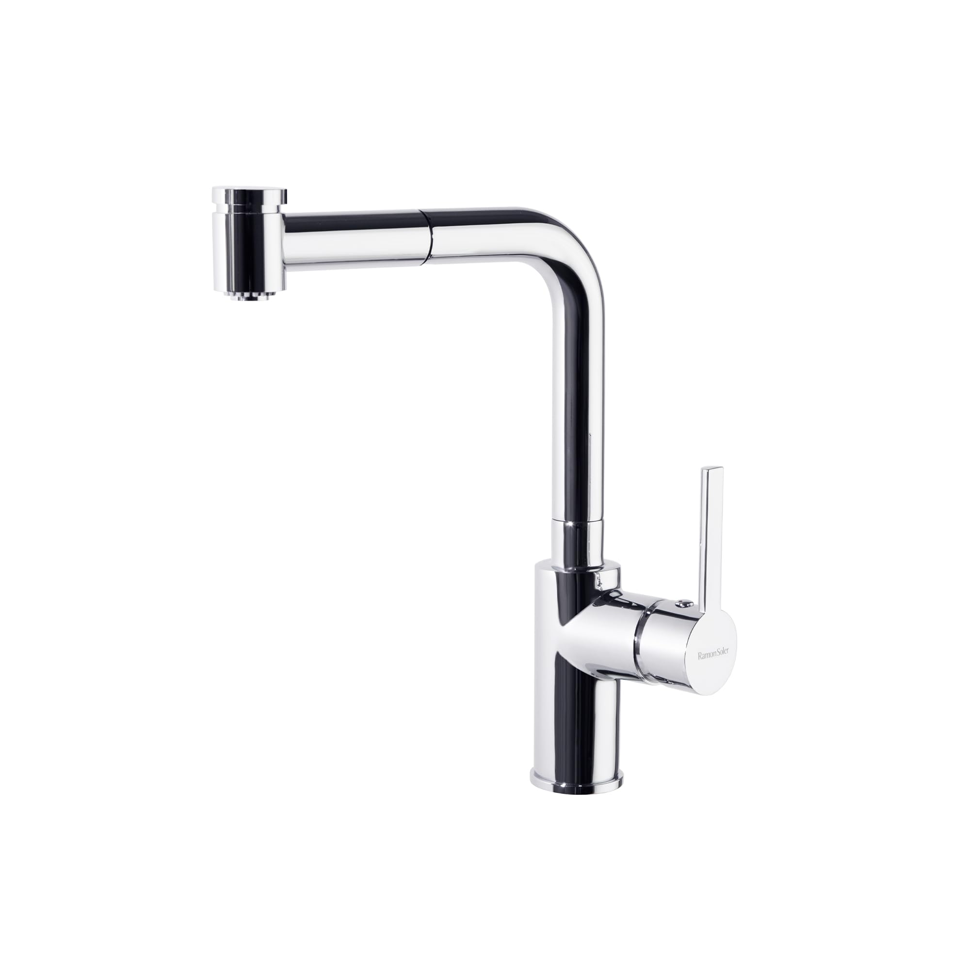 Ramon Soler Single Handle Pull-Out Kitchen Faucet with Chrome Horizontal Spout & S2 Water Saving System - Drako Series for Modern Home Sinks