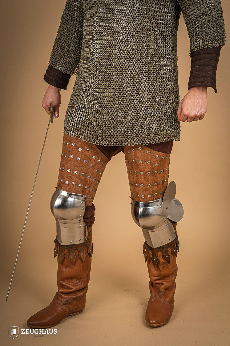 Brown Suede Leather Splinted Leg Armor - Medieval Knight Costume, LARP, Cosplay & Renaissance Fair Accessory