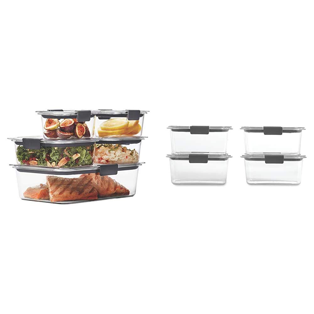 Rubbermaid Brilliance Leak-Proof BPA-Free Food Storage Containers Set - 5-Piece Airtight Containers & 4-Pack Medium Deep (4.7 Cup) Clear Plastic Containers for Meal Prep, Leftovers, and Pantry Organization