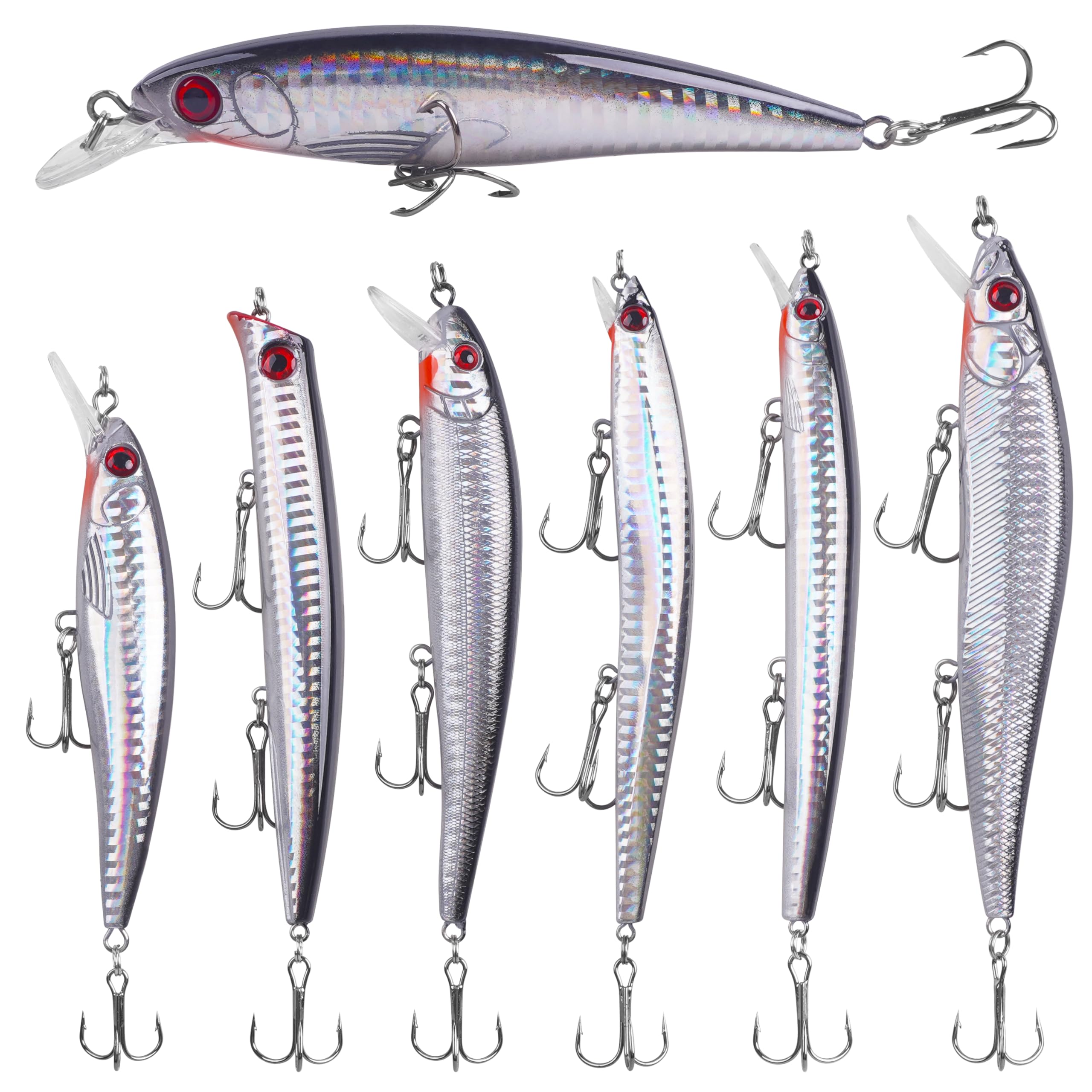 Saltwater Fishing Lures Kit - Surf Fishing Striper Lures, Minnow Lures, Deep Diving Jerkbait, Crankbait & Topwater Popper Plugs with Treble Hooks | Perfect for Inshore, Offshore, Ocean & Deep Sea Fishing | Great for Bass, Trout & Saltwater Game Fish