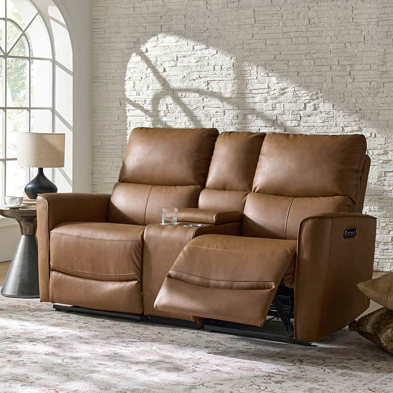 Celisha Power Reclining Sofa with Storage Console & Wide Seats - Modern Recliner Couch with USB Charging for Living Room, Home Theater & Family Room Comfort