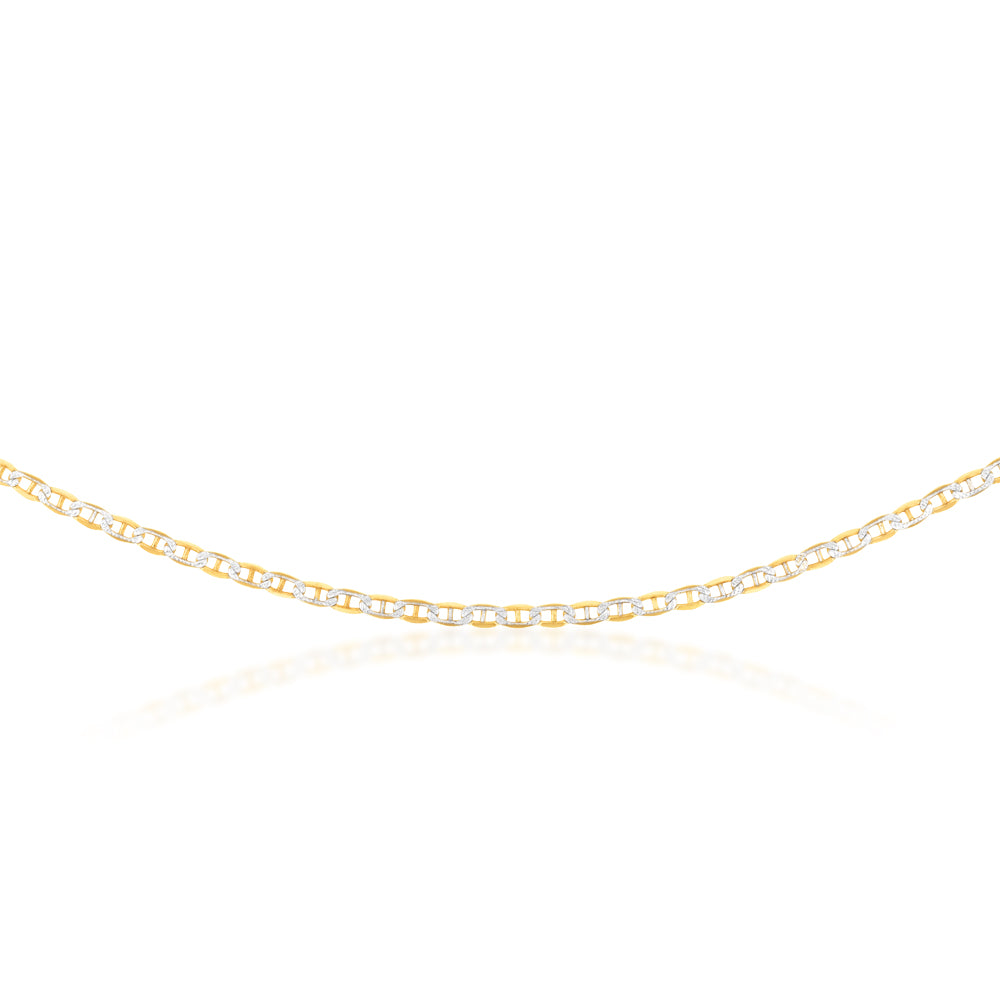 9ct Silver Filled Yellow & White Gold Anchor Chain 50cm - Elegant Necklace for Women, Perfect for Daily Wear & Special Occasions