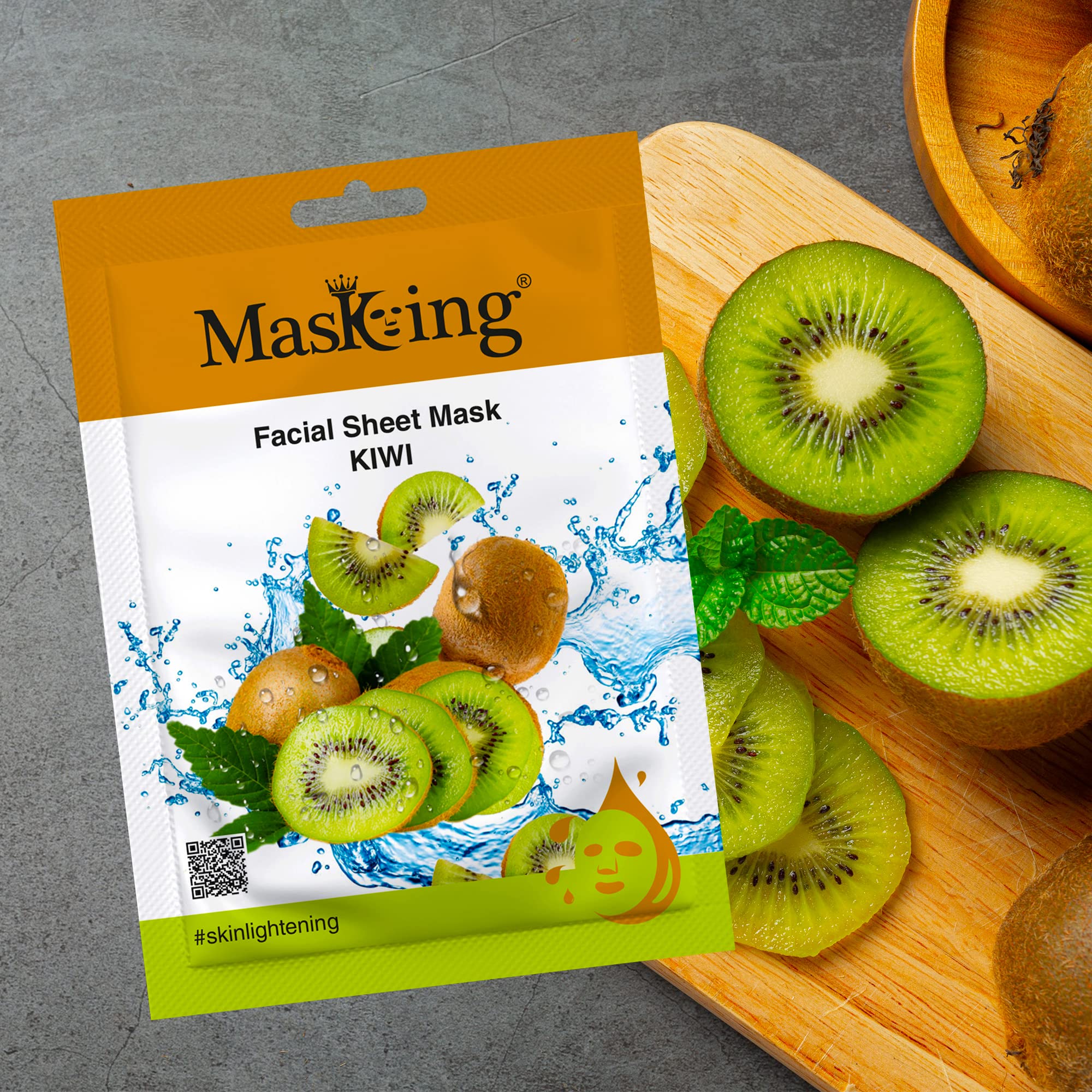 MasKing Beauty Facial Sheet Mask Set - Kiwi, Avocado, Potato, Green Tea & Aloe Vera Extract for Skin Brightening, Hydration & Glow - 100ml (5-Pack) for Women & Men | Perfect for Daily Skincare, Spa Day & Travel Essentials