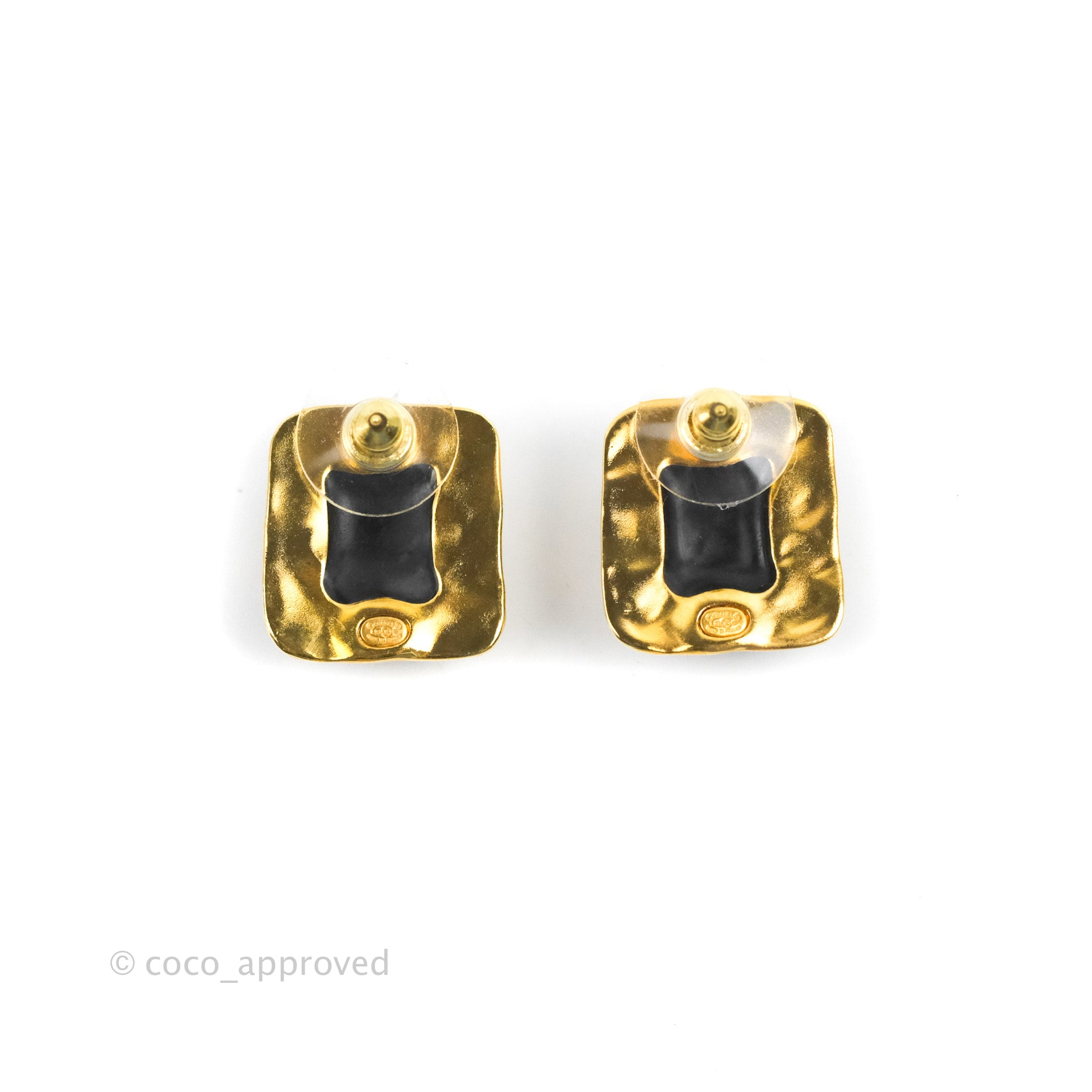 Chanel CC Square Metal Black Earrings Gold Tone 23C - Luxury Fashion Jewelry for Women, Perfect for Parties, Weddings & Special Occasions