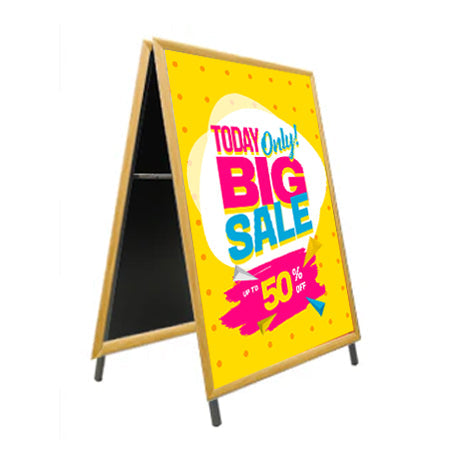 14x22 Inch A-Frame Wooden Snap Sign Holder - 1 1/4 Inch Wide Frame for Outdoor Business Advertising, Restaurant Menus & Retail Displays