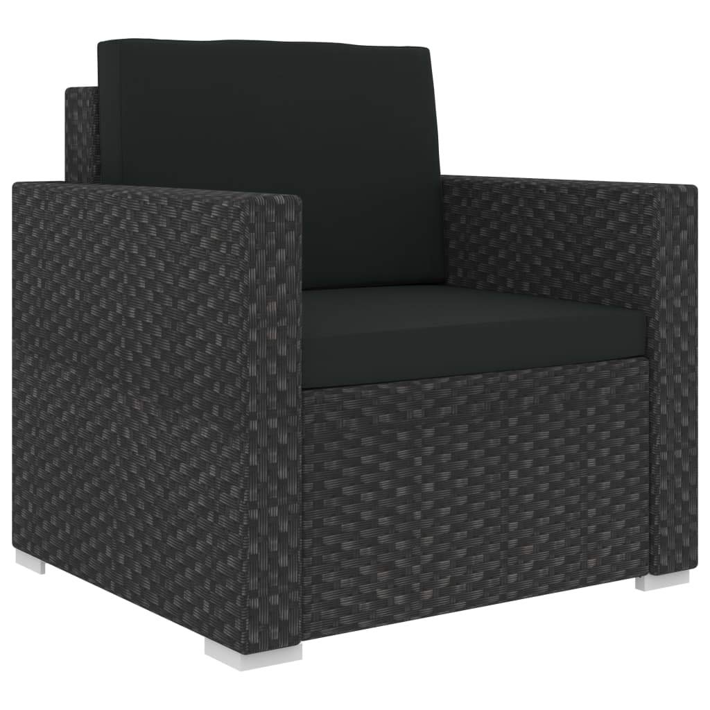 vidaXL 8-Piece Patio Furniture Set with Cushions - Black Poly Rattan Outdoor Sectional Sofa & Coffee Table - Perfect for Garden, Backyard, and Poolside Relaxation