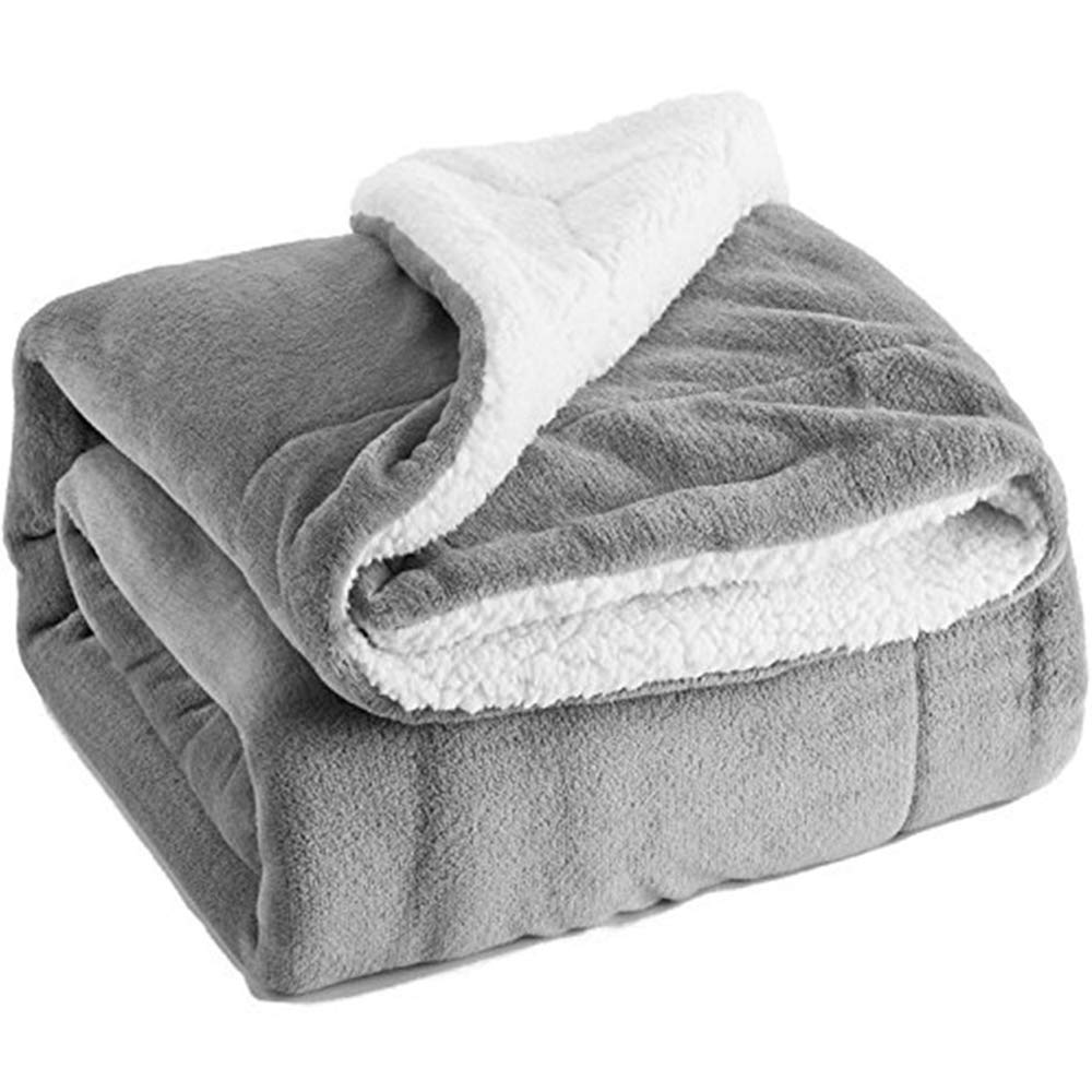 Sherpa Cashmere Throw Blanket - King Size Double-Layer Flannel Blanket | Ultra Soft Reversible Plush | Lightweight & Warm | Solid Gray (150x200cm) | Perfect for Sofa, Bed, Quilt, Picnic & Home Decor