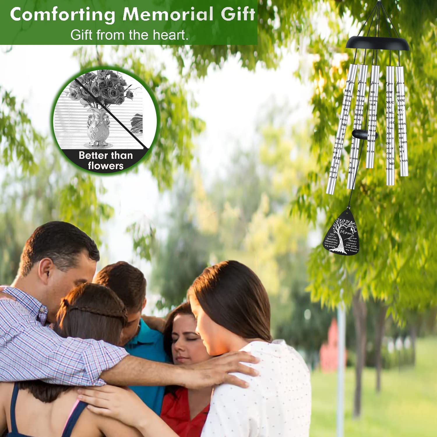 Memorial Wind Chimes for Loss of Mother - Sympathy Gifts for Bereavement, In Memory of Loved One - Perfect for Outdoor Garden, Patio & Healing Spaces