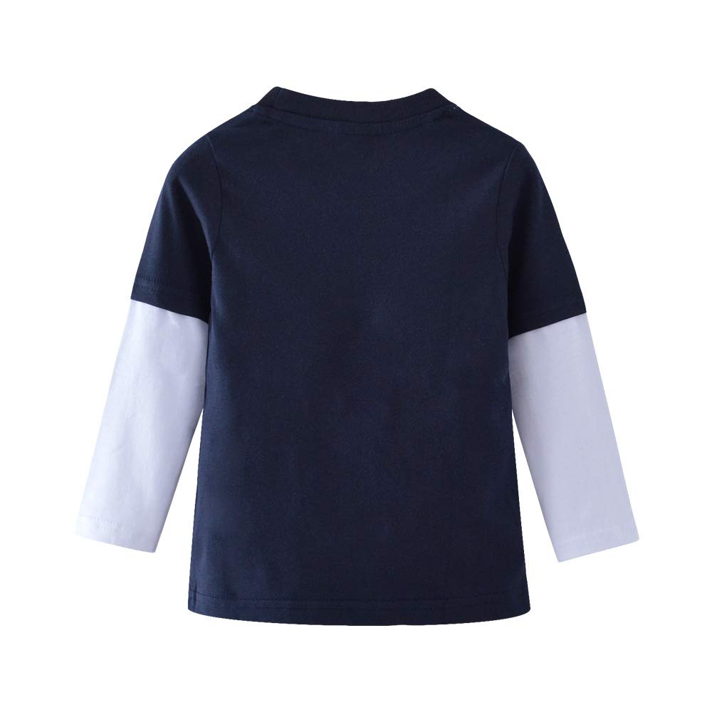 Fire Truck Shirts for Kids & Toddler Boys - Navy Blue Long Sleeve T-Shirt | Fun Playwear for Preschool & Birthday Parties