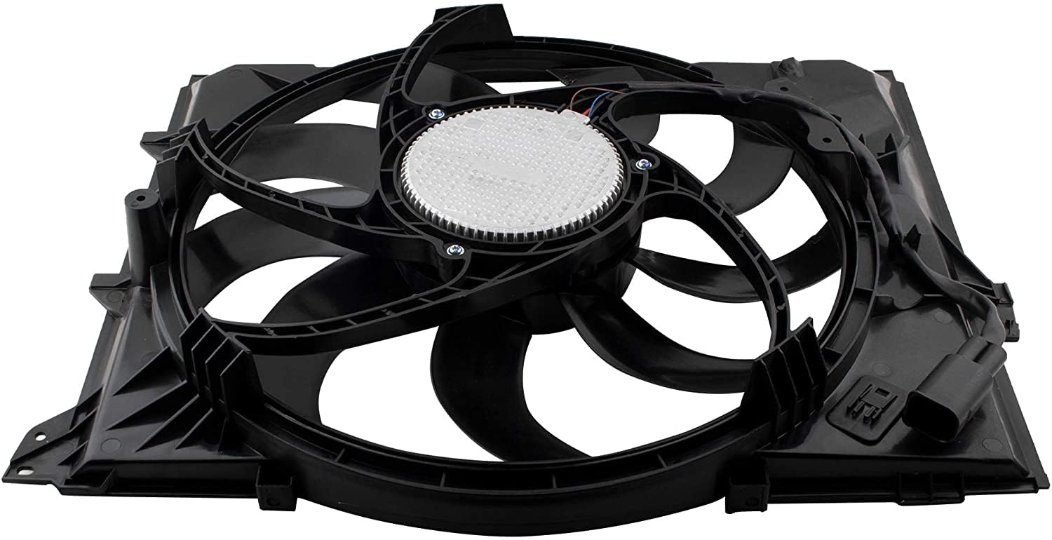 BMW Radiator Cooling Fan Assembly Replacement - Compatible with 128i, 325i, 328i, 330i xDrive (Base, Coupe, Sedan, Wagon, Luxury, Modern Sport Models) - OEM# 17427562080, 17427522055, BM3117101 - Perfect for Engine Cooling System Repair & Maintenance