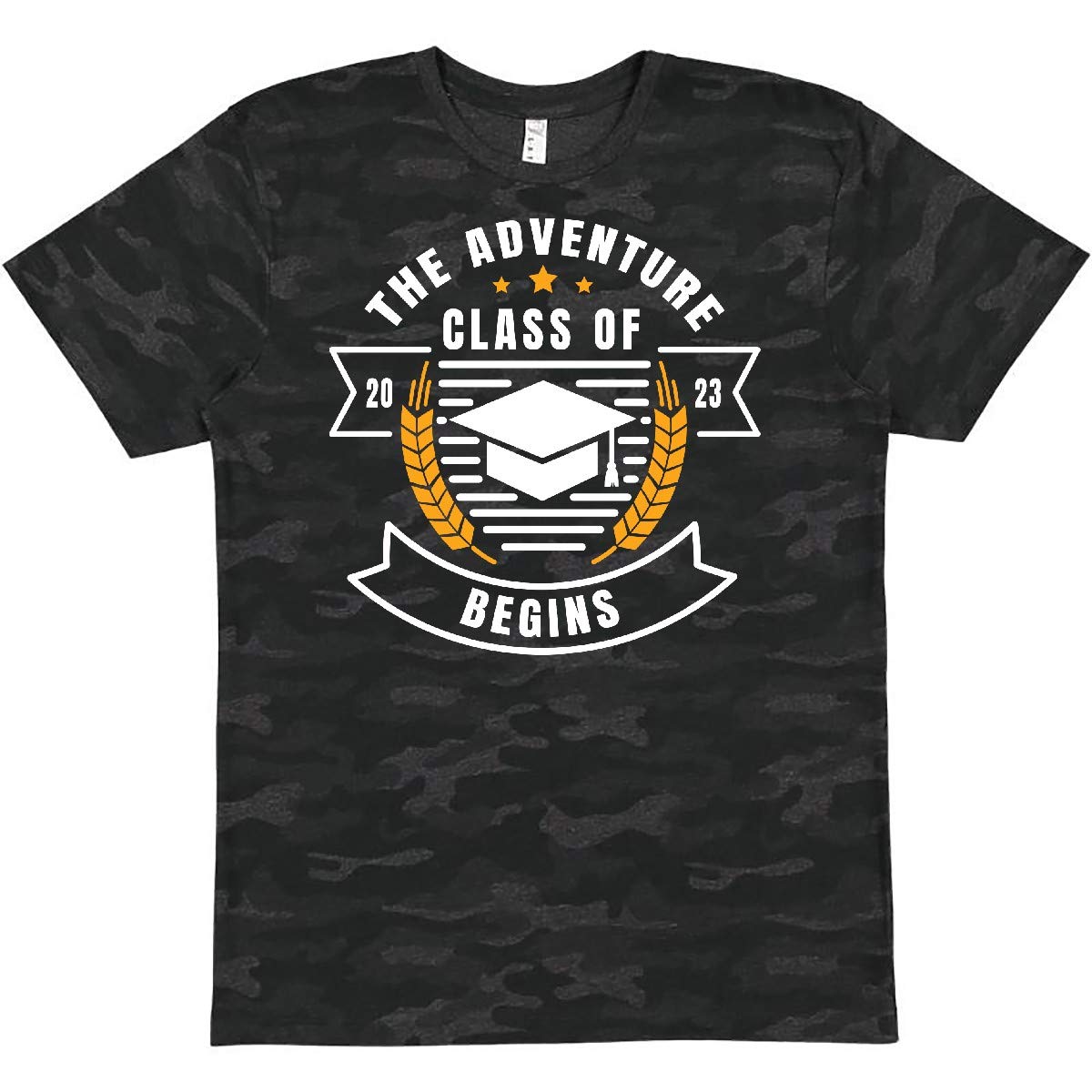 Inktastic Class of 2023 Graduation Cap T-Shirt - The Adventure Begins - Comfortable Cotton Tee for Graduation Parties & School Celebrations