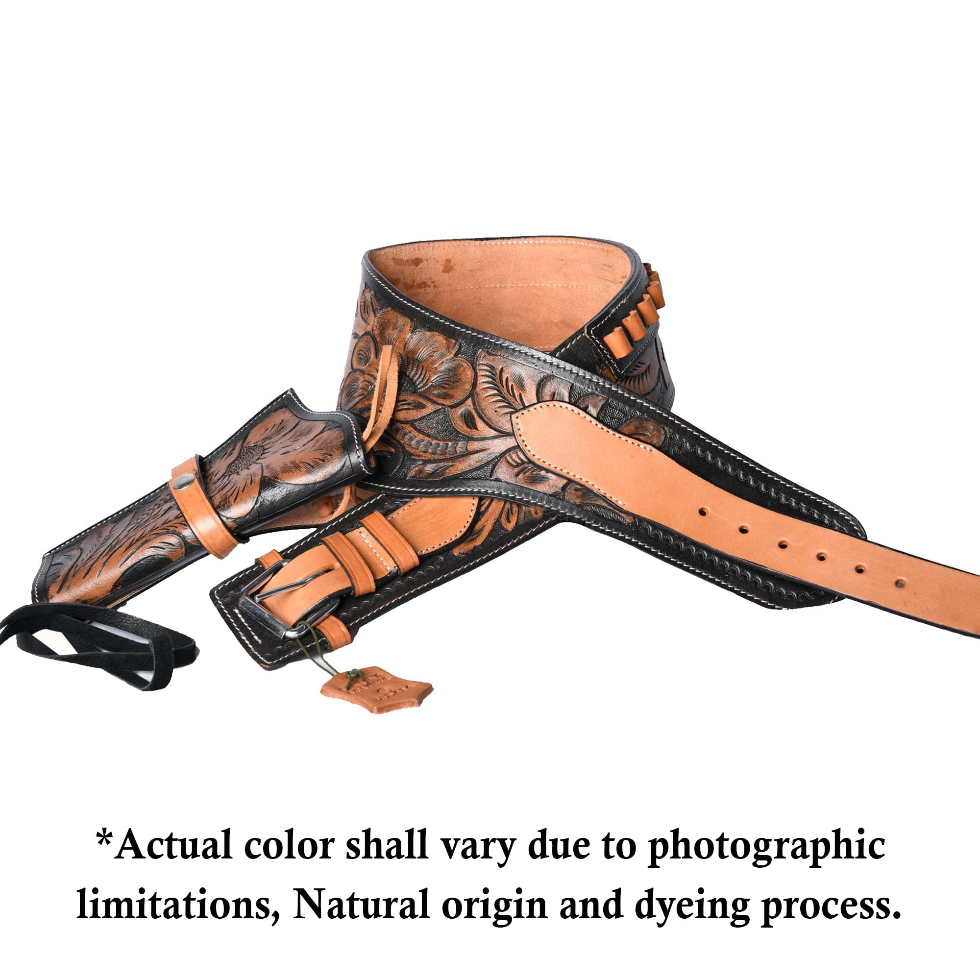Premium Full Grain Leather Western Gun Holster Belt for .38/.357 Cal Revolver - Handcrafted Cowboy Holster & Belt Set for Men - Perfect for Cowboy Action Shooting, Reenactments & Western Wear
