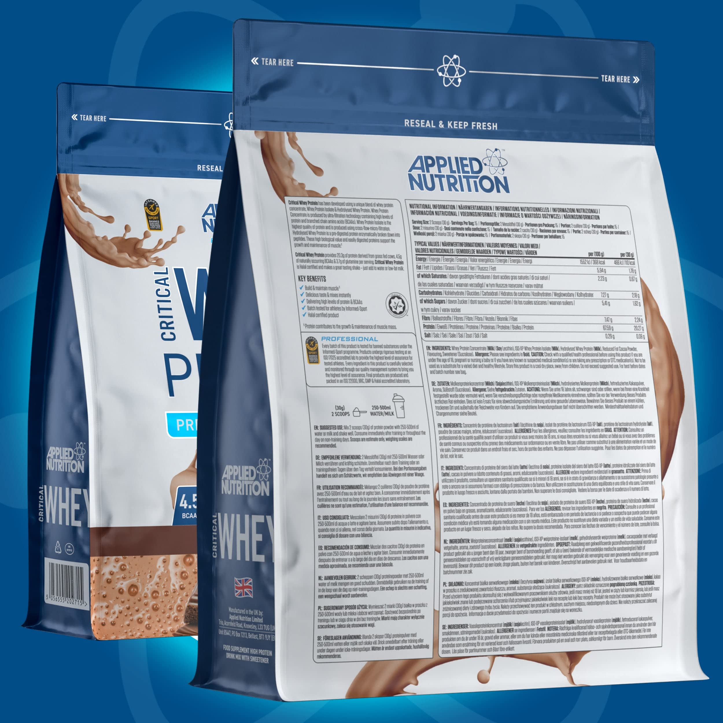 Applied Nutrition Critical Whey Protein Powder - 450g for Muscle Recovery & Growth | Post-Workout & Fitness Supplement