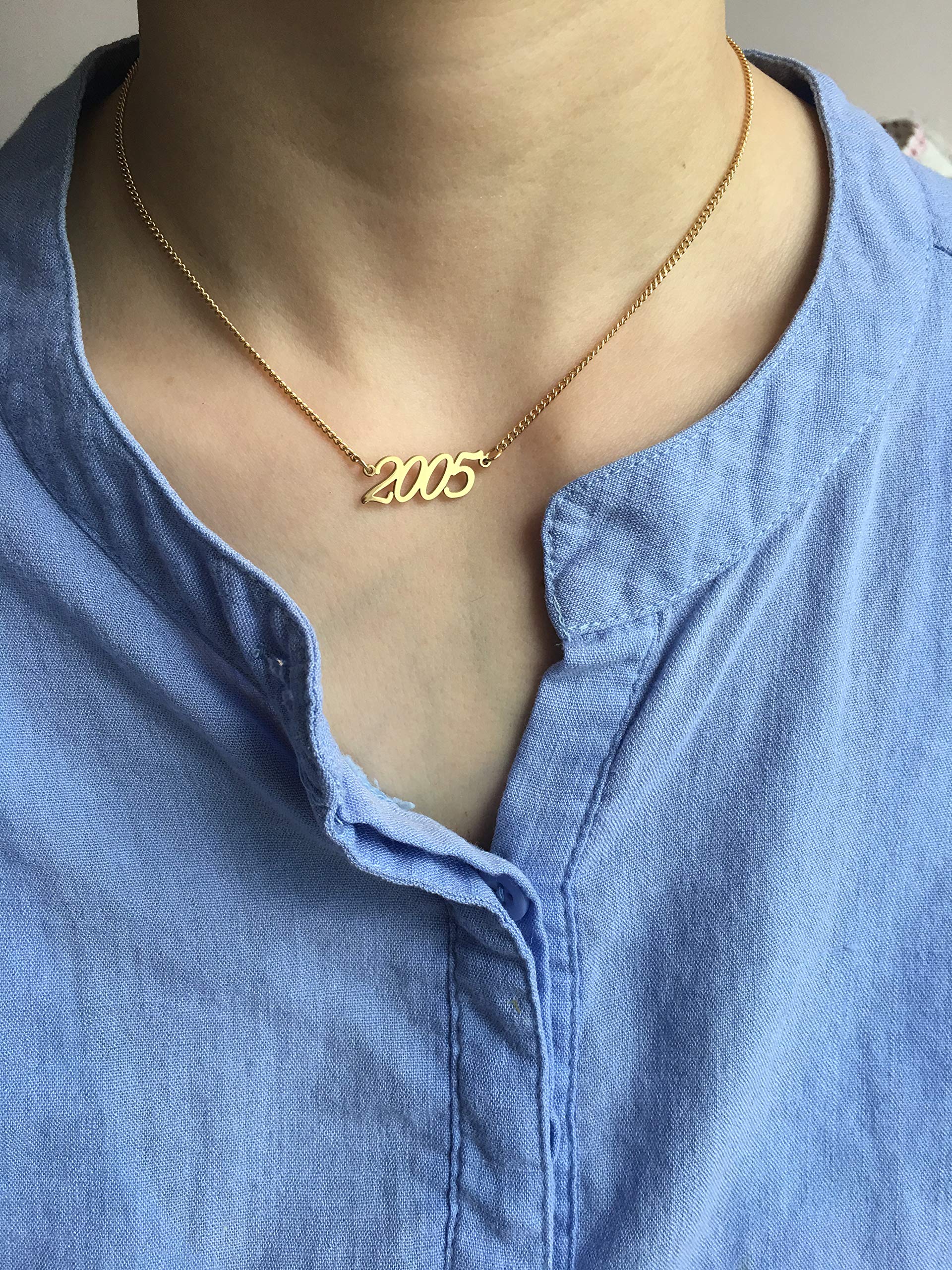 WIGERLON Personalized Birth Year Necklace - Sterling Silver & Gold Plated Custom Number Pendant Jewelry for Women | Birthday Gift Idea for Her | Perfect for Anniversaries, Mother's Day & Special Occasions