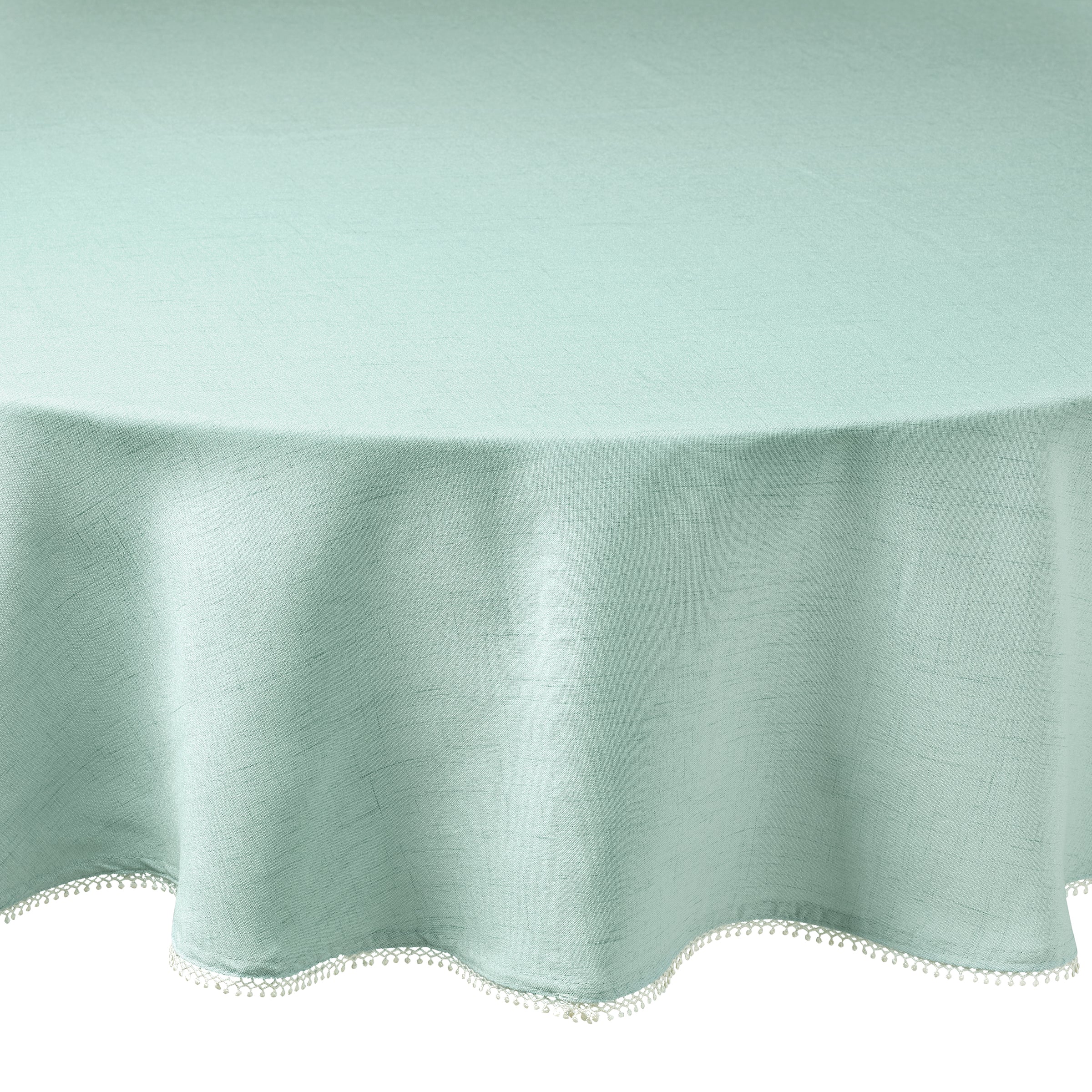 French Perle Ice Blue Round Tablecloth - Elegant Lace Table Cover for Dining, Wedding, Party & Home Decor