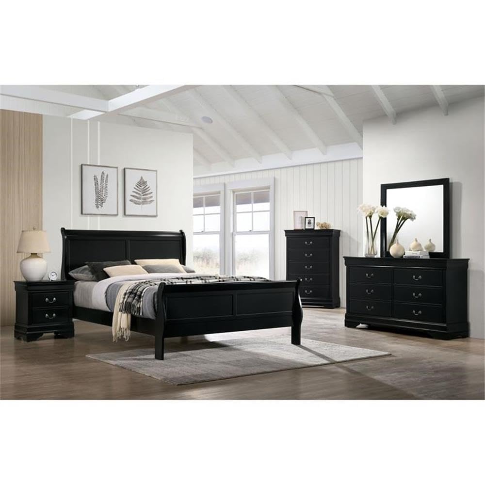 Furniture of America Jussy Transitional Solid Wood 2-Drawer Nightstand in Black - Modern Bedroom Side Table with Storage for Bedroom, Living Room & Guest Room