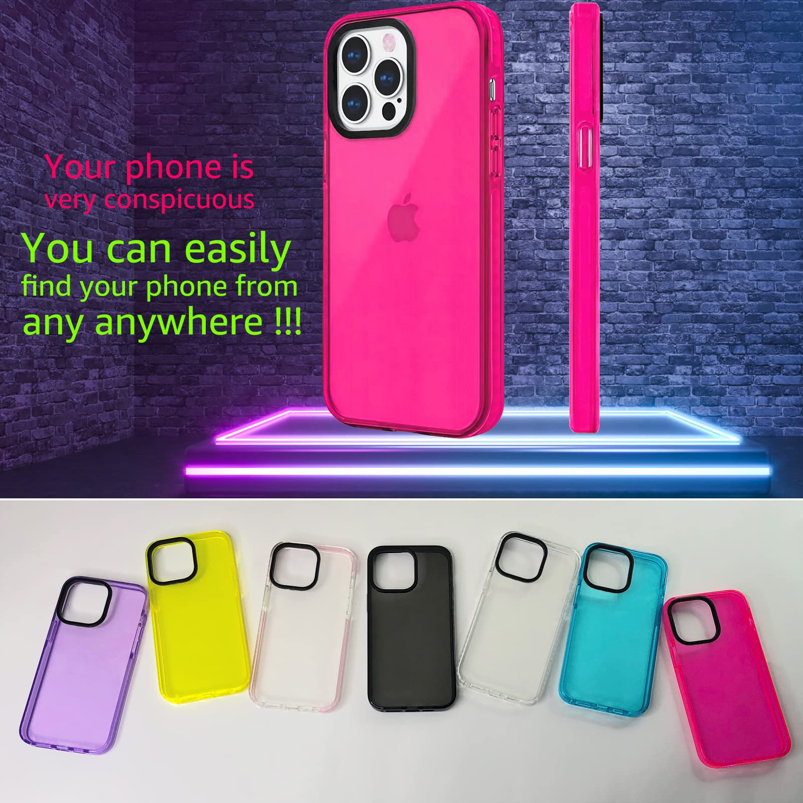 Retro Neon Clear Case for iPhone 14 Pro (6.1 Inch) - Cute 80s Style Vibrant Design Soft Silicone Shockproof Protective Cover with Camera Protector | Perfect Gift for Women, Trendy Accessory for Daily Use & Night Out