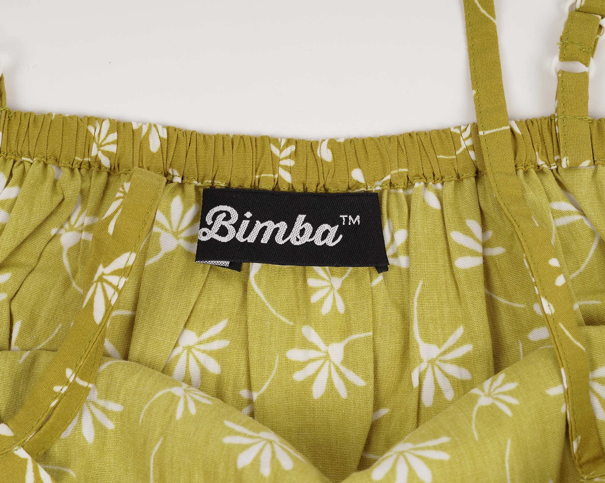 Bimba Women's Casual Floral Printed Spaghetti Strap Sundress - Lightweight Summer Midi Dress for Beach, Vacation & Outdoor Activities
