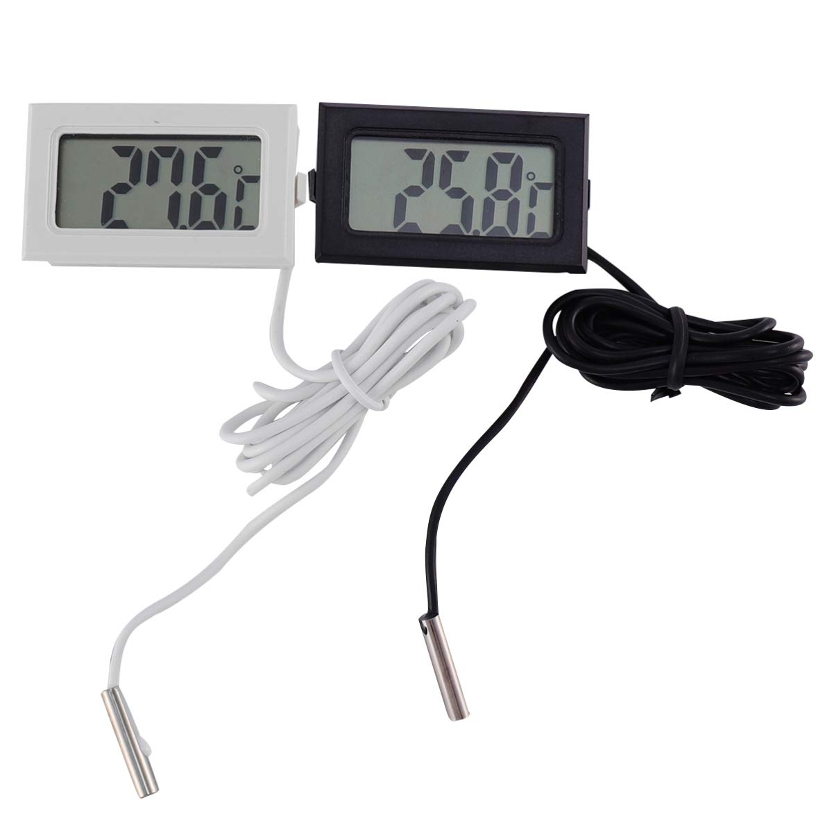 POPETPOP 2-Pack Digital Aquarium Thermometer with LCD Display - Waterproof Fish Tank Temperature Gauge for Freshwater/Saltwater Aquariums, Reptile Tanks & Terrariums - Also Works for Refrigerators & Wine Coolers (Ideal for Home Aquariums, Pet Stores & Breeding Facilities)