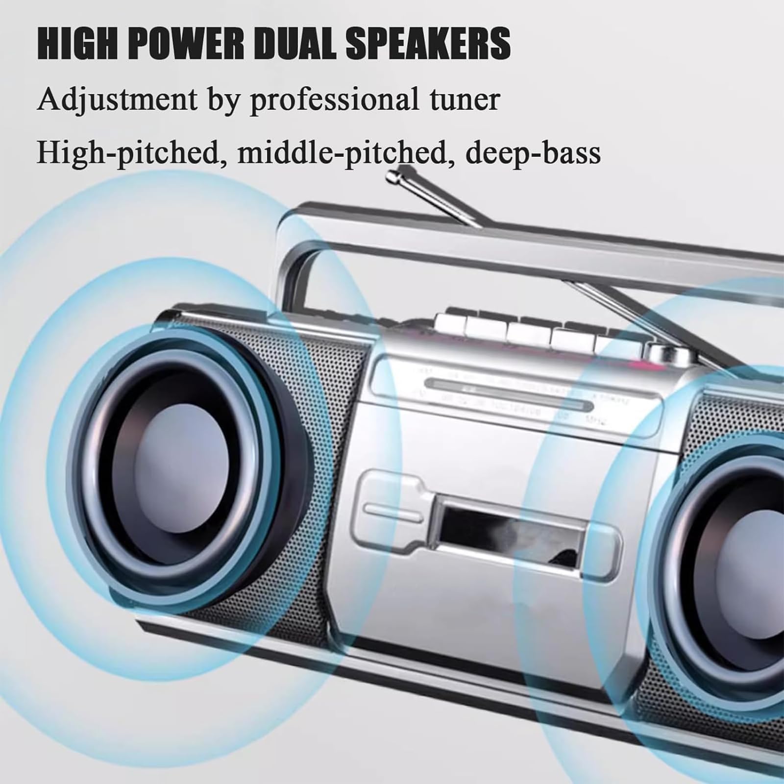 HYYKEJI Portable Cassette Player Boombox with AM/FM Radio, Stereo Sound & Built-in DSP Chip | Supports Tape Playback & Features Powerful Dual Speakers | Perfect for Home Use, Retro Music Lovers & Unique Gift Ideas