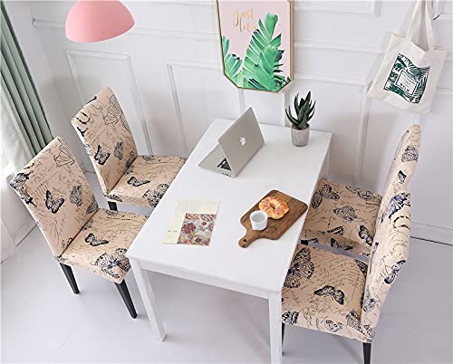 Stretchy Parson Chair Slipcovers Set of 4 - Soft Polyester Dining Room Seat Covers with Butterfly Design for Party, Living Room, Restaurant & Pet Protection - Perfect for Home Decor, Wedding Ceremonies & Daily Use