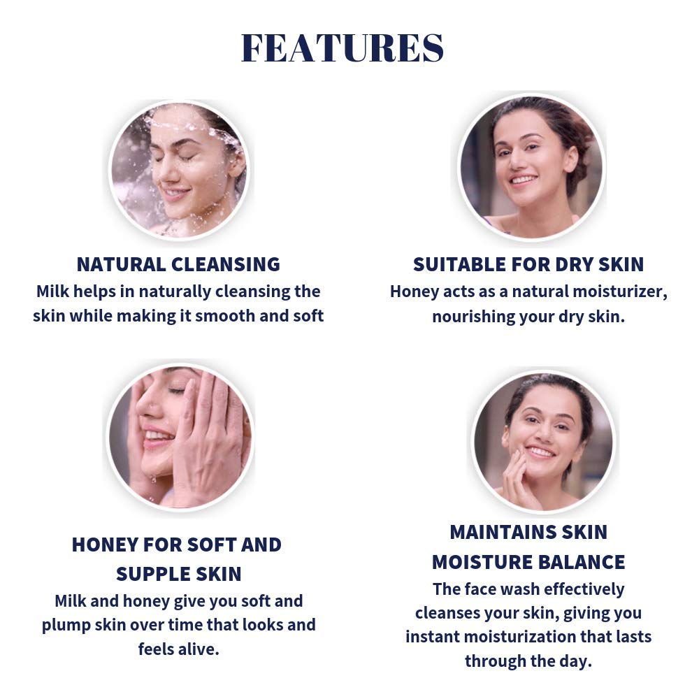 Nivea Milk Delights Moisturizing Honey Face Wash for Dry Skin - 100ml & Men's Deep Impact Intense Clean Face Wash - 100g | Gentle Daily Cleanser for Soft, Hydrated Skin & Deep Pore Cleansing