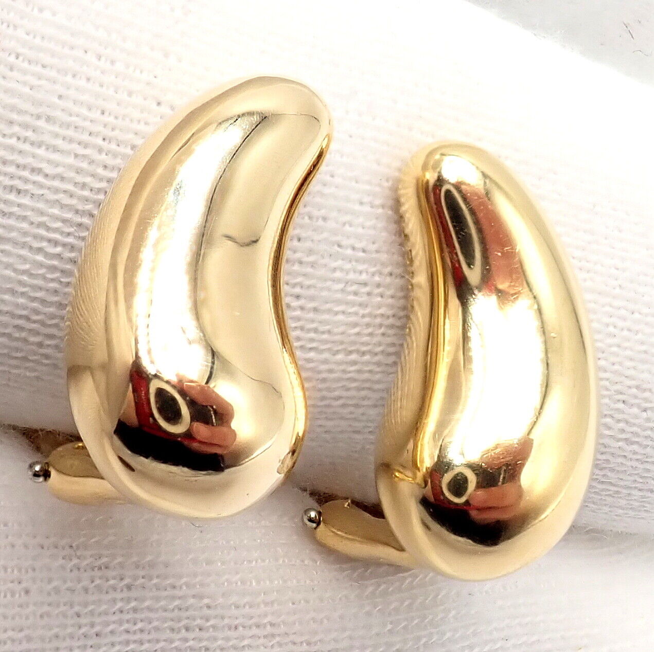 Authentic Tiffany & Co Peretti 18k Yellow Gold Teardrop Earrings for Women - Luxury Fine Jewelry Gift for Anniversary, Birthday & Special Occasions - Elegant Dangle Earrings for Party, Wedding & Evening Wear