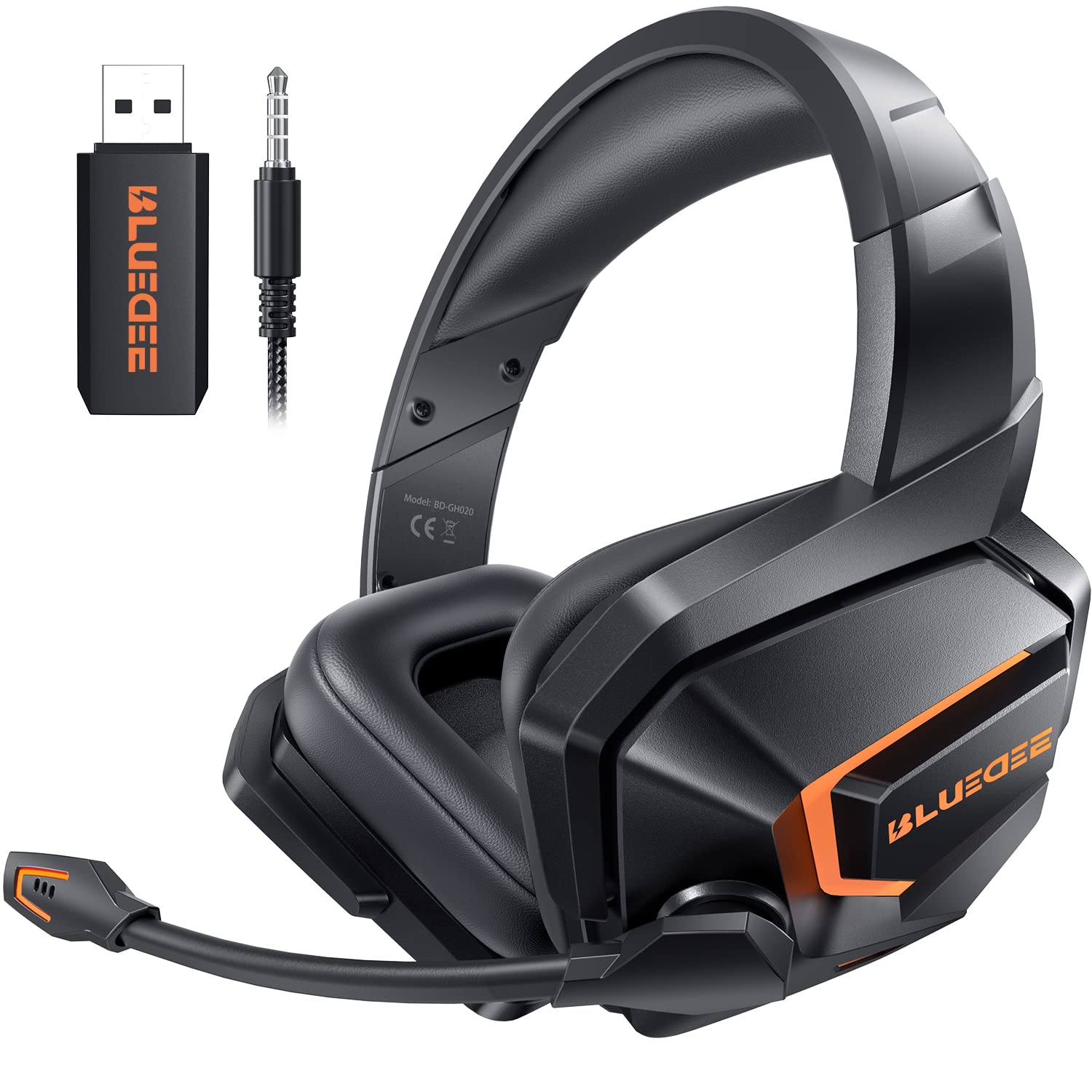 Wireless Gaming Headset with Microphone for PC, PS4, PS5 - Bluetooth/USB Noise Cancelling Headphones for Computer, Laptop, Mac | Perfect for Online Gaming, Streaming & Remote Work
