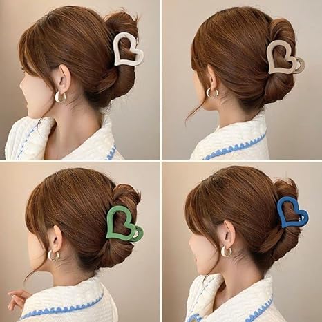 Non-Slip Hair Claw Clips for Women - Large Jelly Jaw Hair Clamps for Girls with Long Thick Hair (9cm, Heart Shape, 2-Pack) - Perfect for Workouts, Beach Days & Everyday Styling