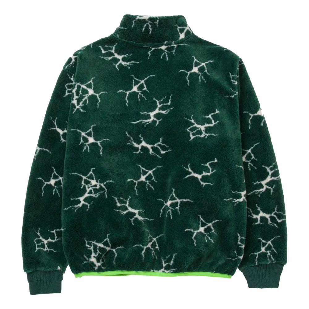 HUF QUAKE SHERPA 1/4 Zip Fleece Pullover - Green Men's Casual Streetwear Hoodie for Winter Outdoor Activities & Urban Fashion