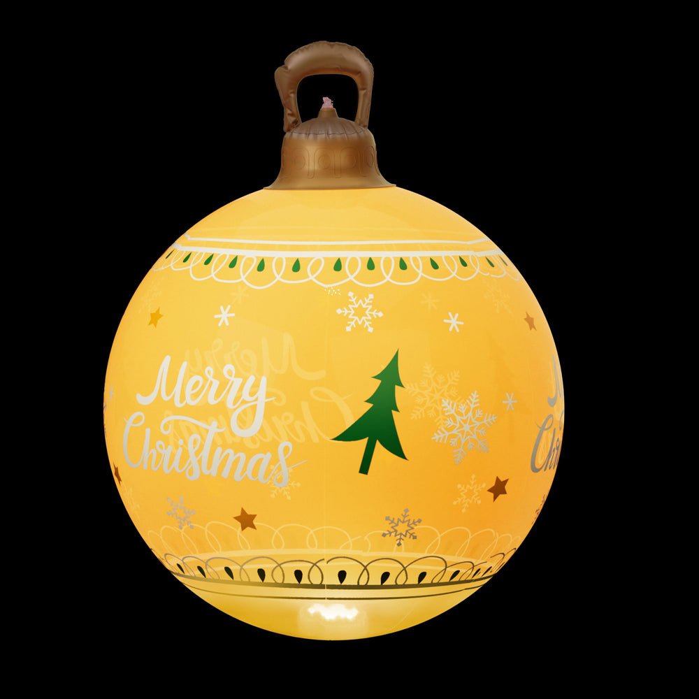 60cm Giant Gold LED Inflatable Christmas Ball Decoration - Outdoor Holiday Party Decor for Yard, Garden, and Festive Events