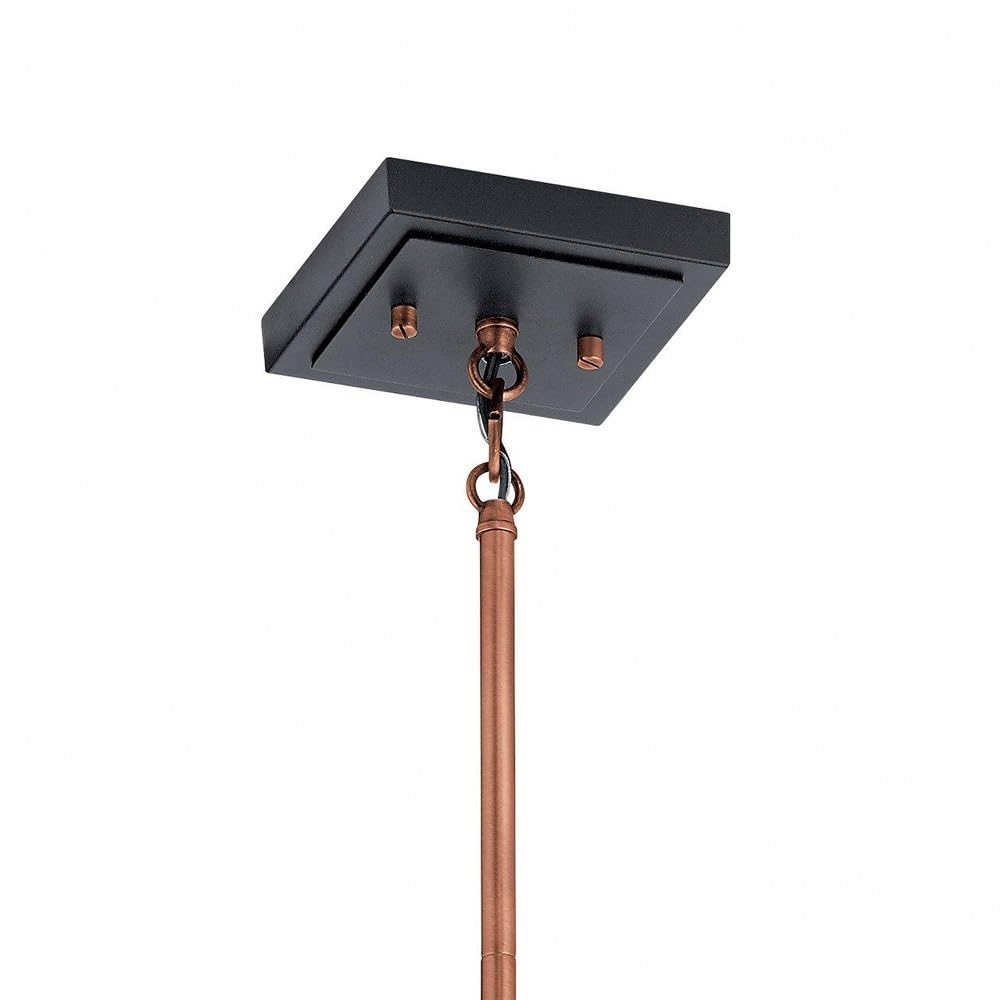 1 Light Contemporary Pendant Light Fixture with Clear Seeded Glass & Antique Copper Finish - Modern Dining Room, Kitchen Island or Entryway Lighting