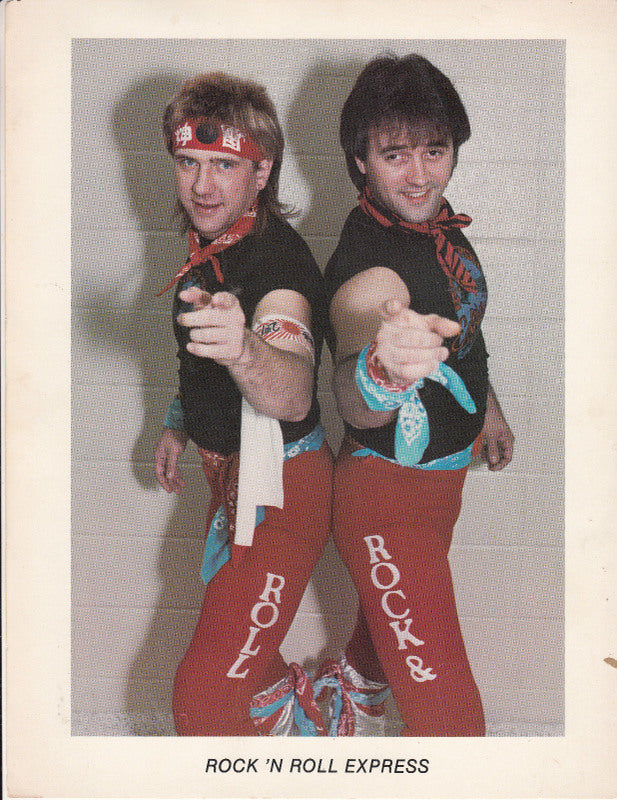 Vintage 1980s Mid South Rock 'N Roll Express Promo Photo - Rare Wrestling Memorabilia for Collectors & Fans - Perfect for Man Cave, Sports Bar Decor, or Gift for Wrestling Enthusiasts